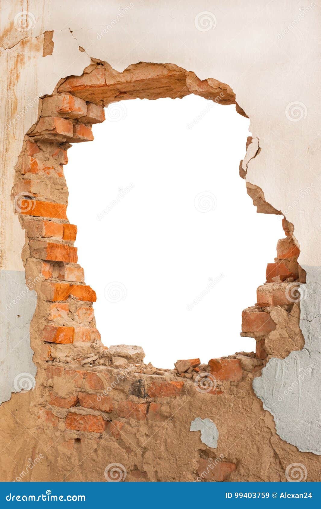 Hole brick wall stock image. Image of cement, cracked - 99403759