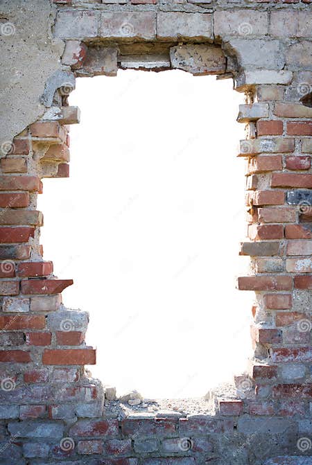 Hole in the Brick Wall with Copy Space Stock Image - Image of building ...