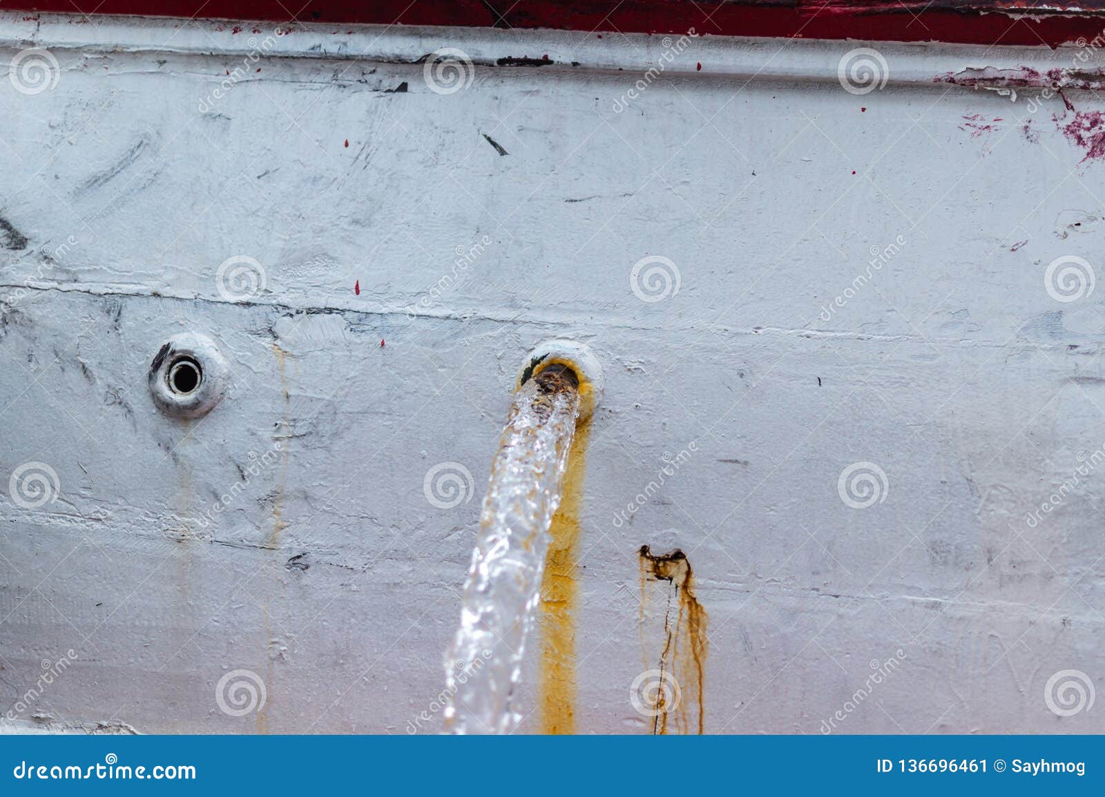 Hole drainage on the boat stock image. Image of pattern 136696461