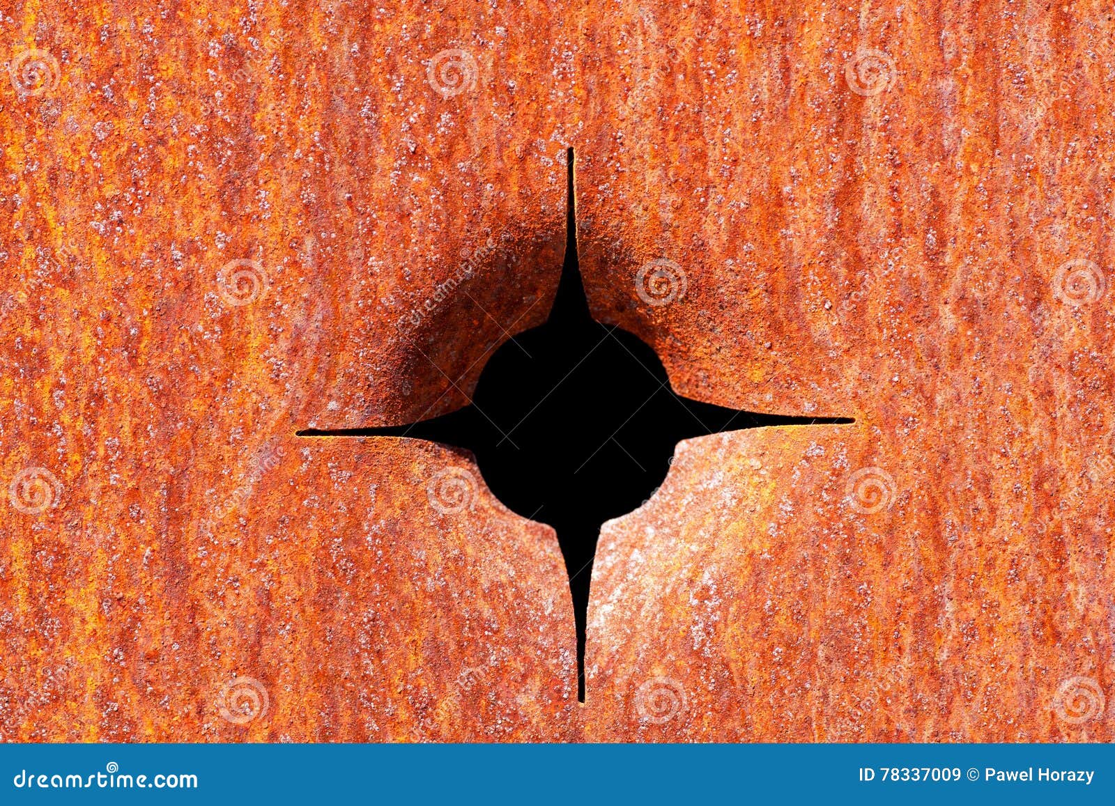 Rusty Bullet Hole Background Texture Stock Photo