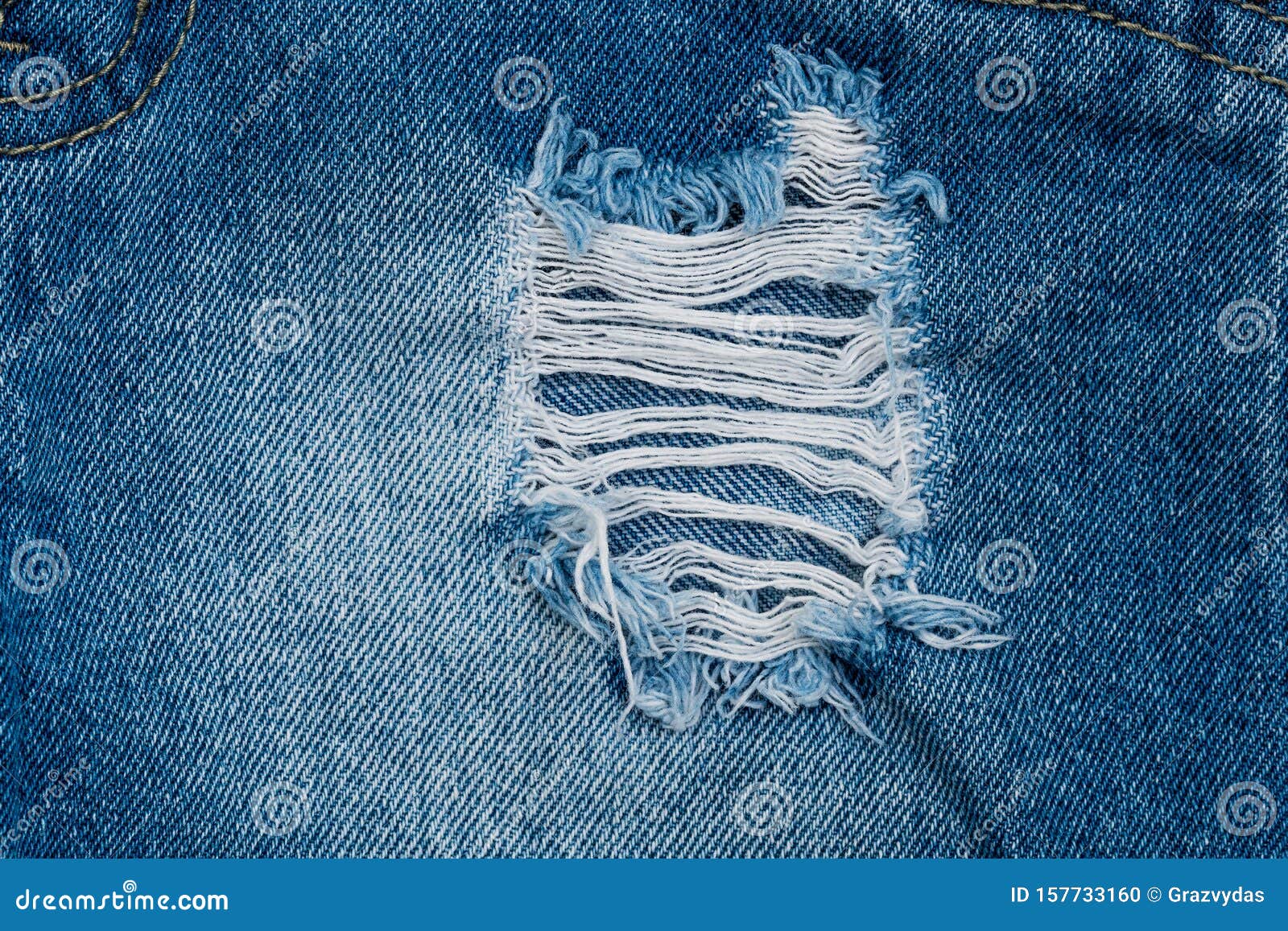 Hole and Threads on Denim Jeans Stock Photo - Image of surface, wear ...