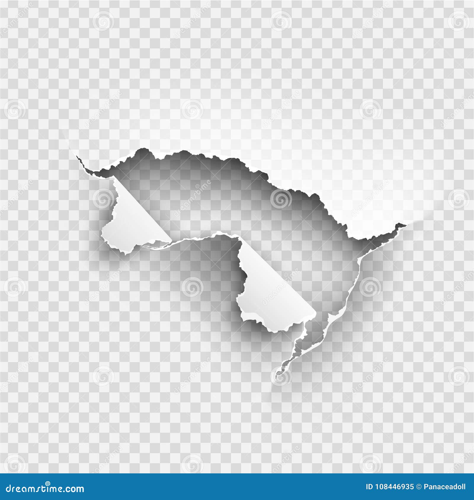 Ragged hole torn in ripped paper on transparent Vector Image