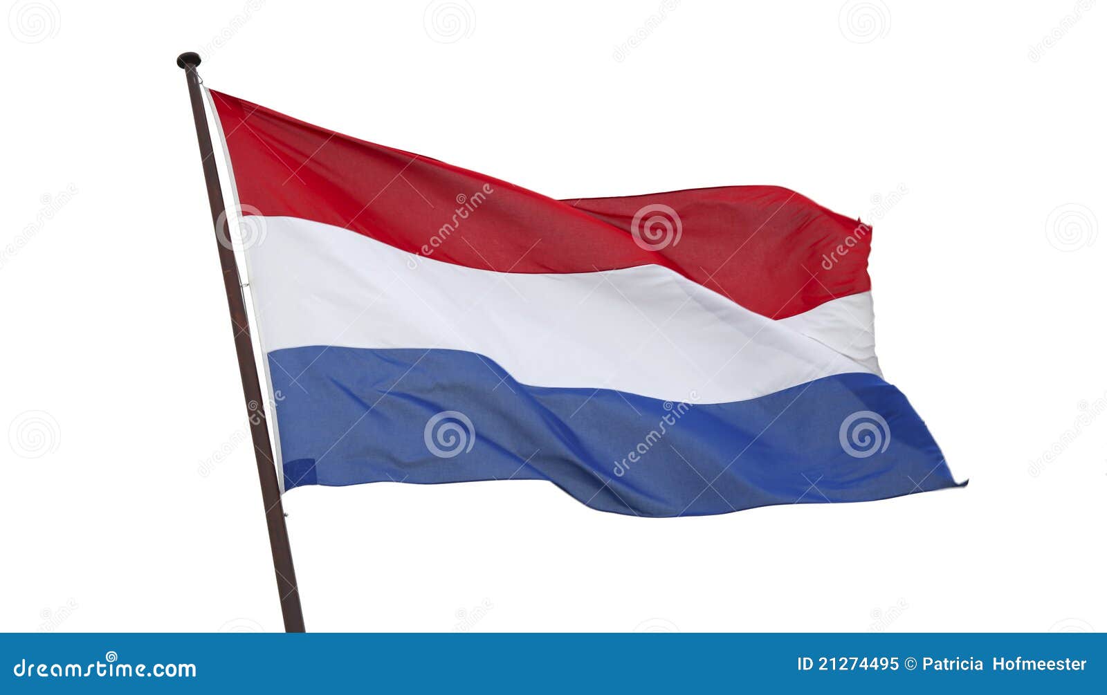 Holender flaga. Podmuchowego błękitny holendera odosobniony czerwony biel