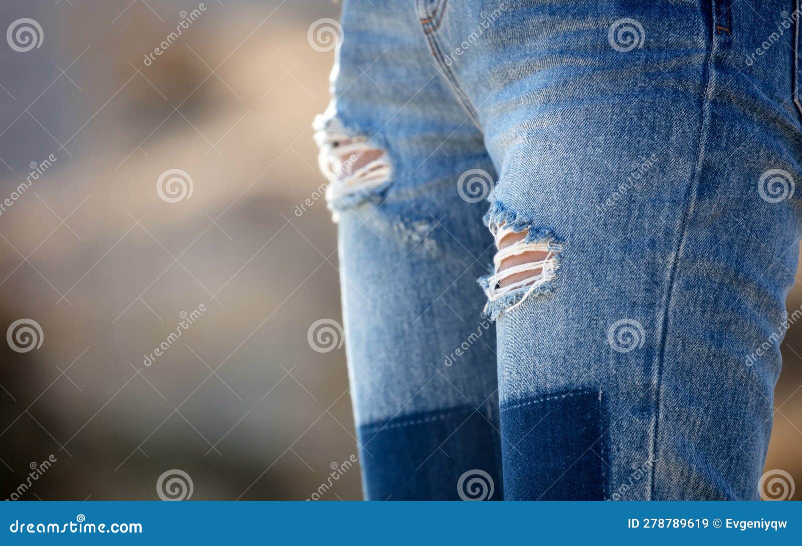 Holes in Jeans. Stylejeans with Holes Stock Image Image of detail
