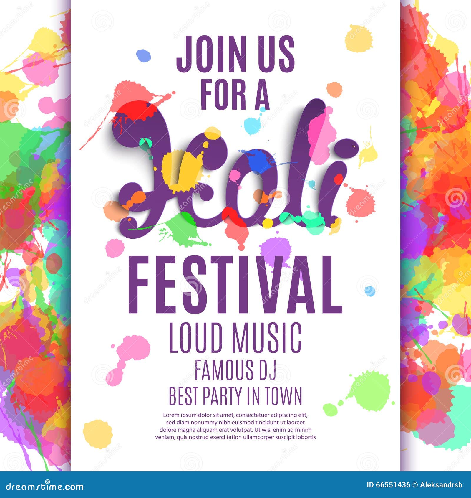 Holi Festival Poster. Stock Vector - Image: 66551436