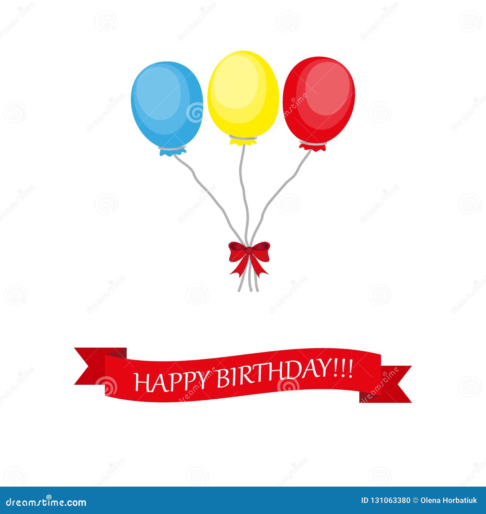 Download Holiday Background With Colorful Balloons And A Happy Birthday Ribbon. Vector. Stock Vector ...