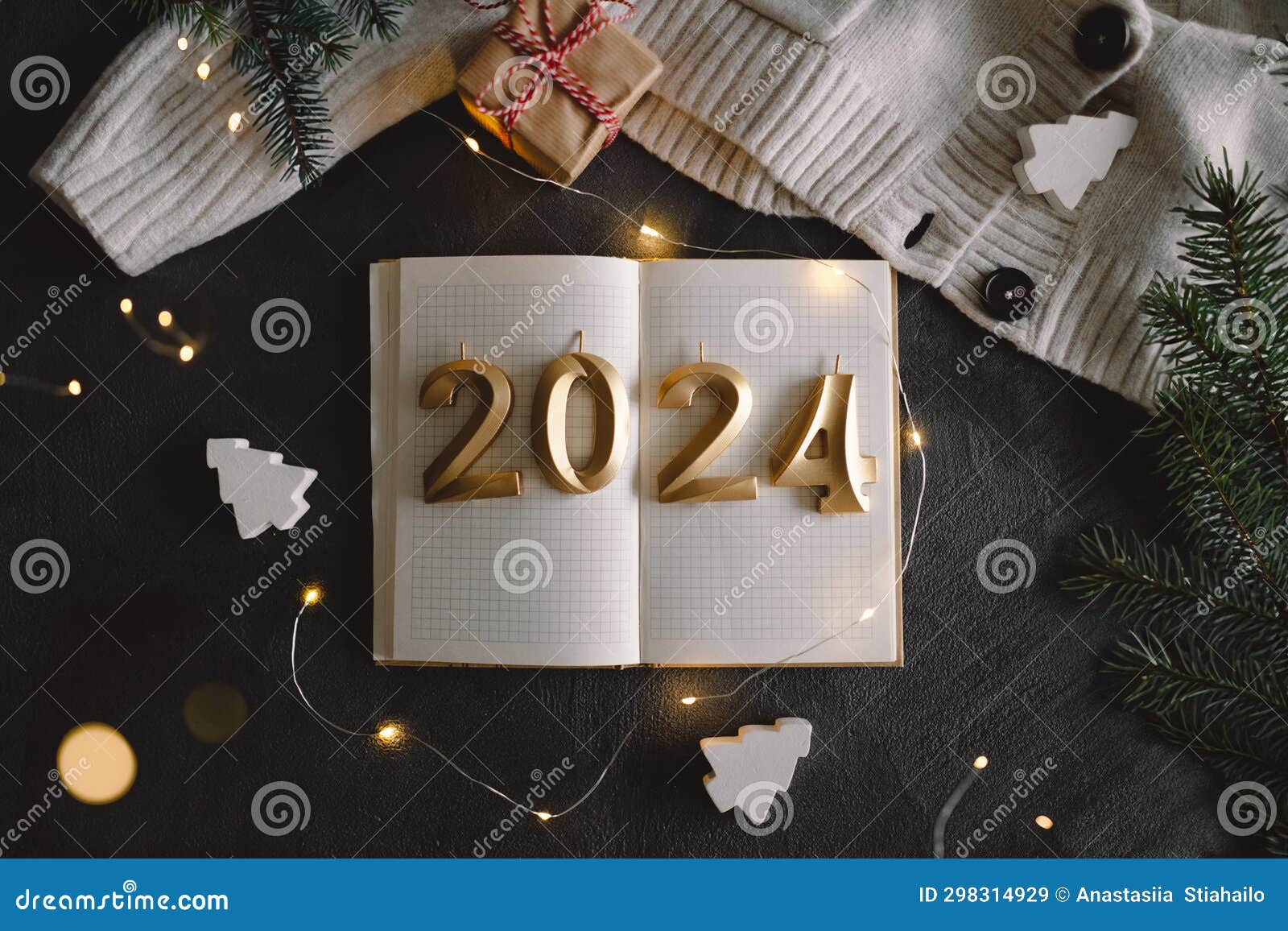 Happy New Years 2024. Many Christmas tree branches. Stock Photo by  StiahailoAnastasiia