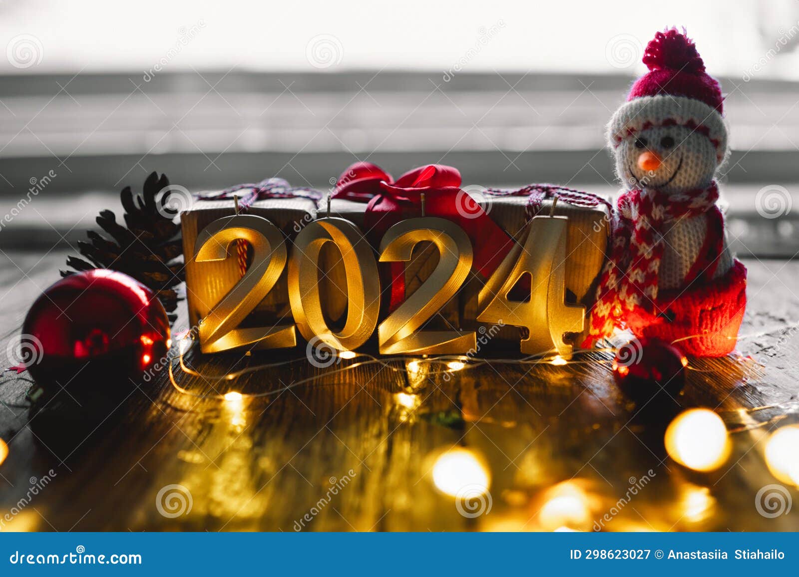Holiday Background Happy New Year 2024. Numbers of Year 2024 with ...