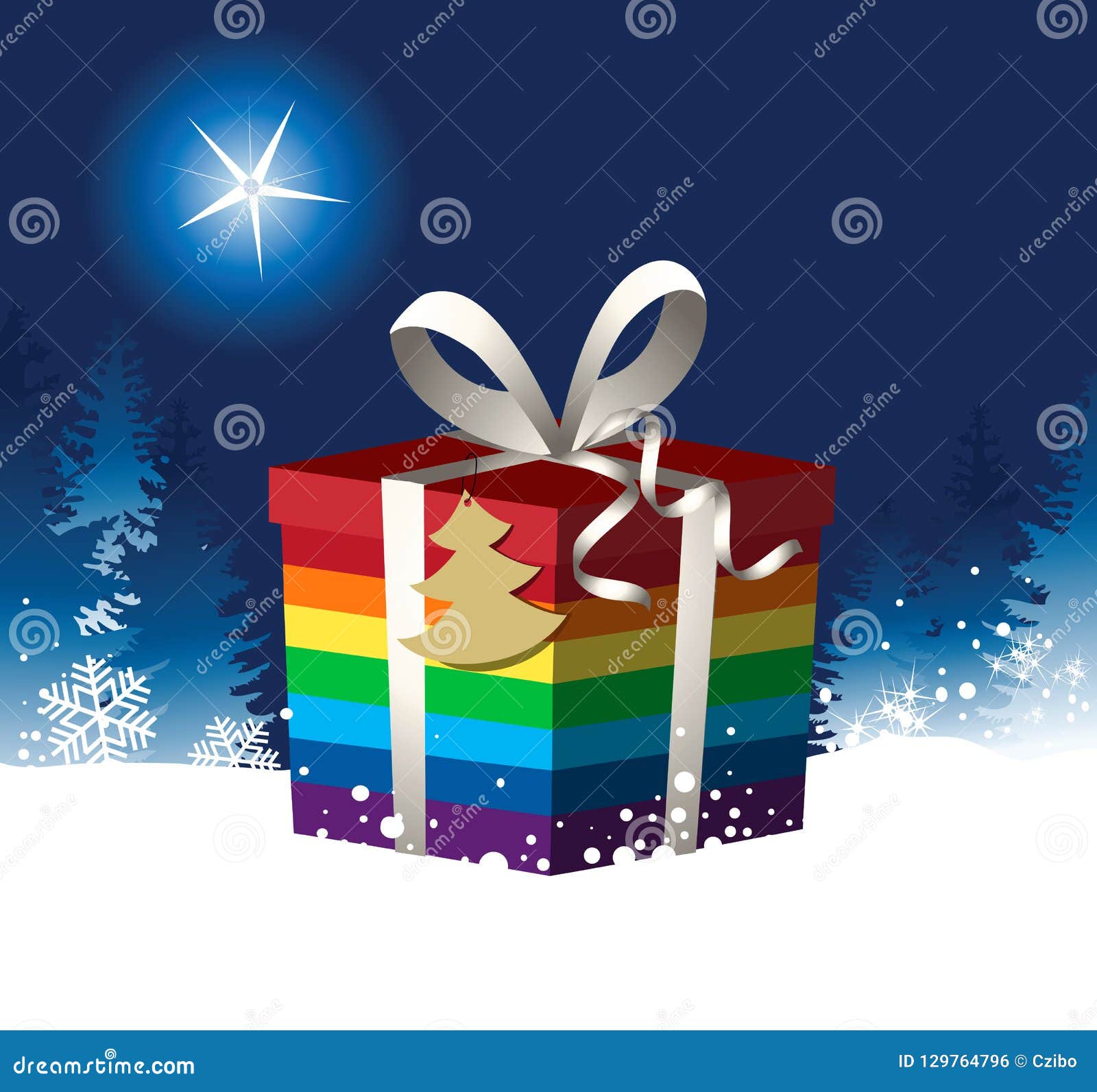 Download Christmas Background With Rainbow Christmas Gift Stock ...
