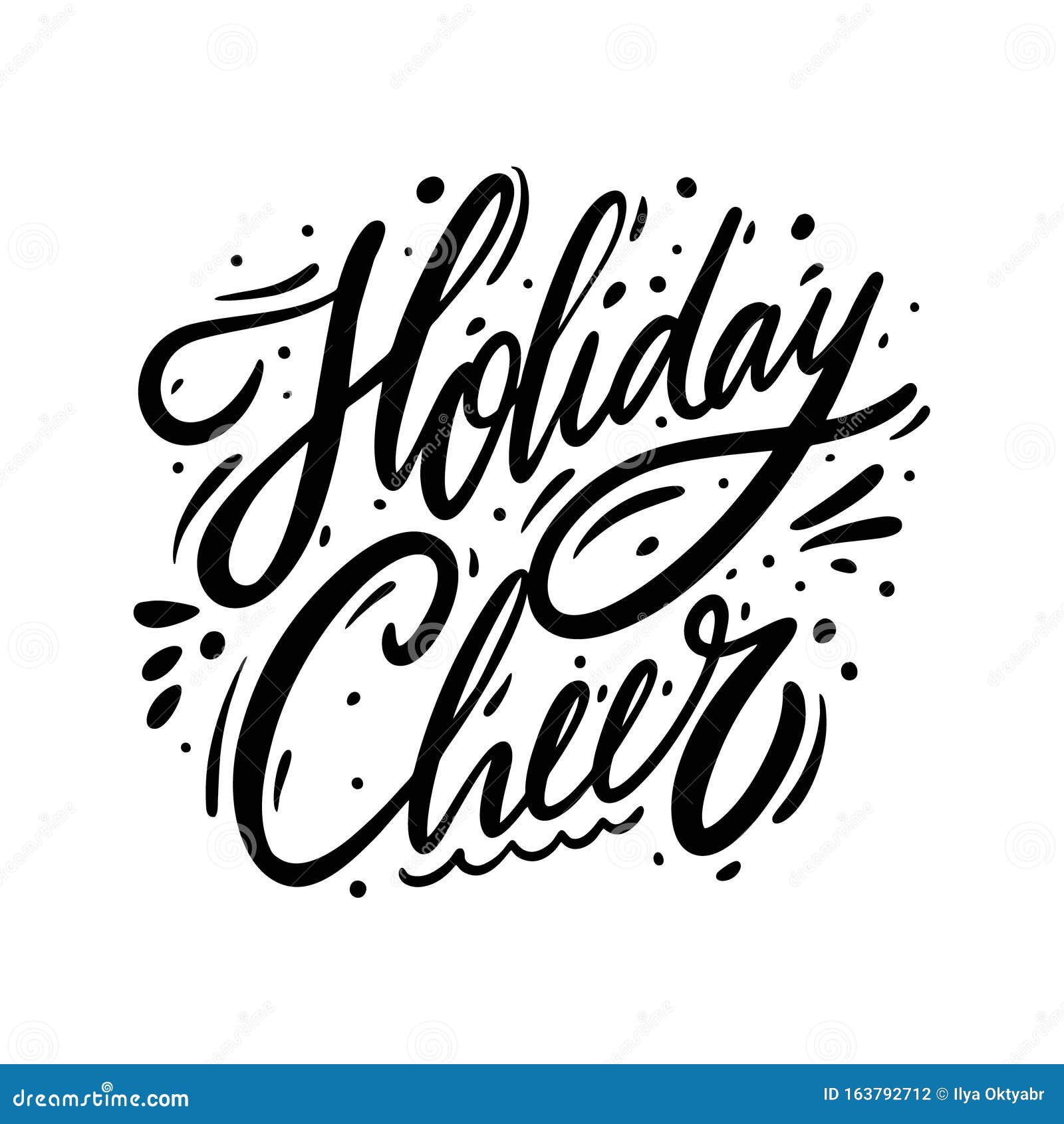 holiday cheer. christmas holiday sign. hand drawn  lettering. black ink.  on white background