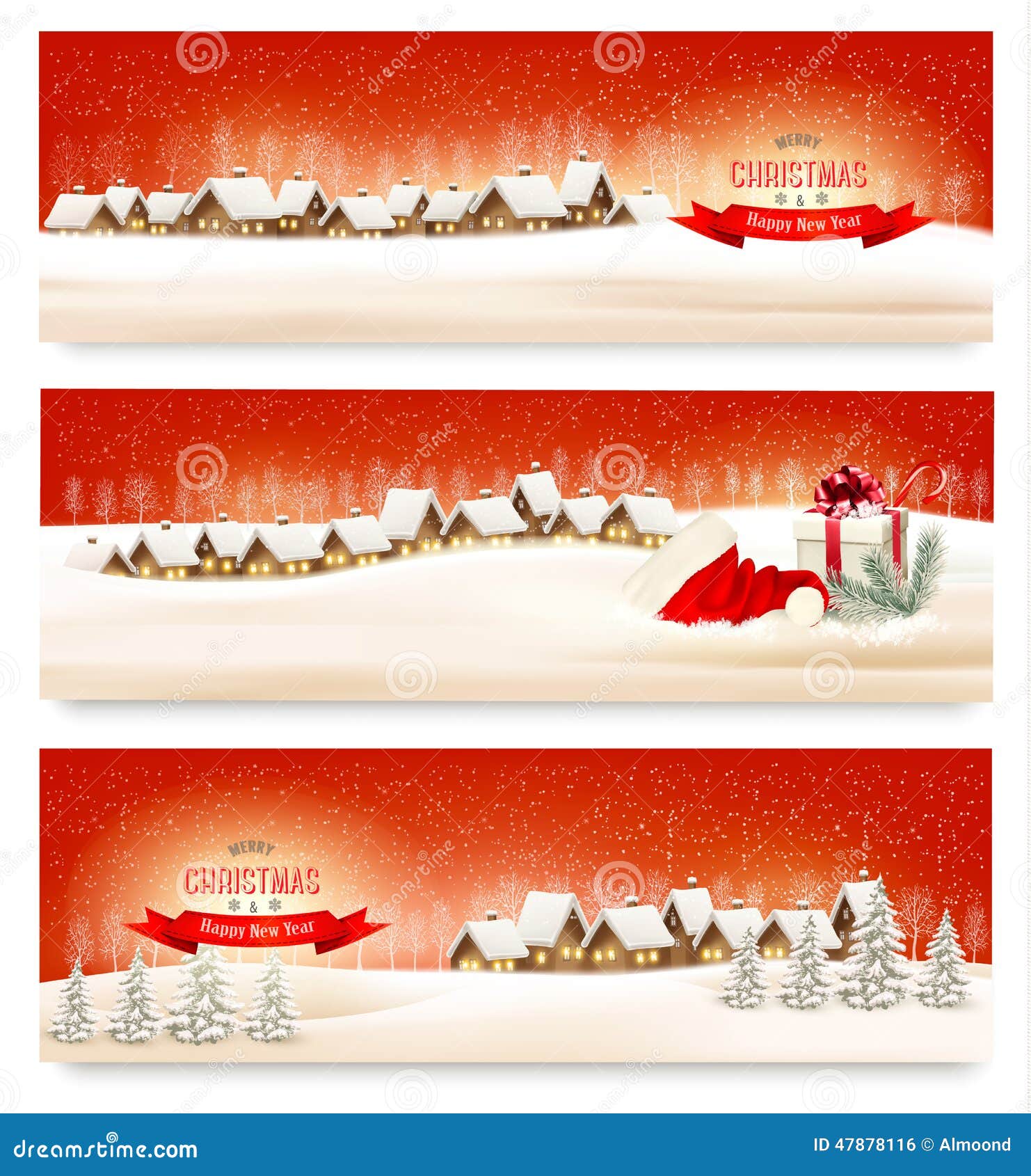 holiday christmas banners with villages.