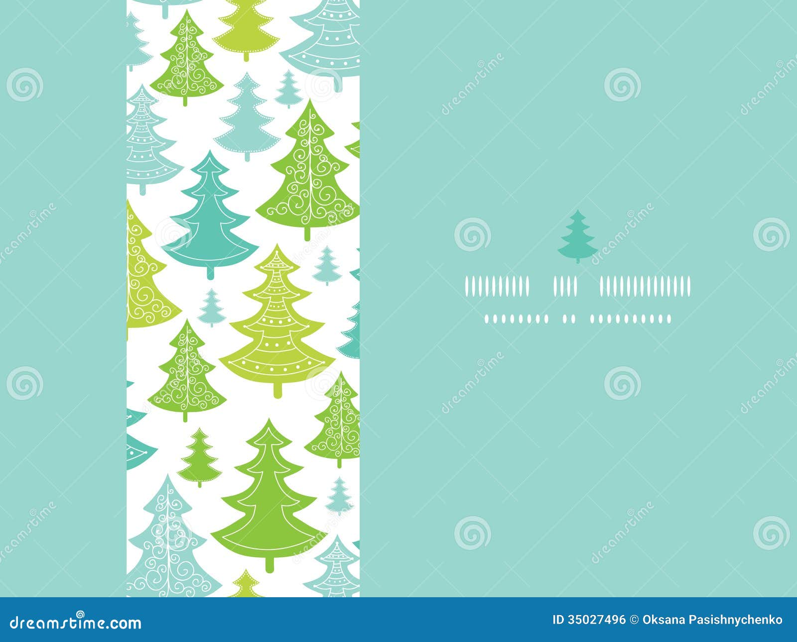Vector holiday Christmas trees horizontal seamless pattern background with hand drawn elements