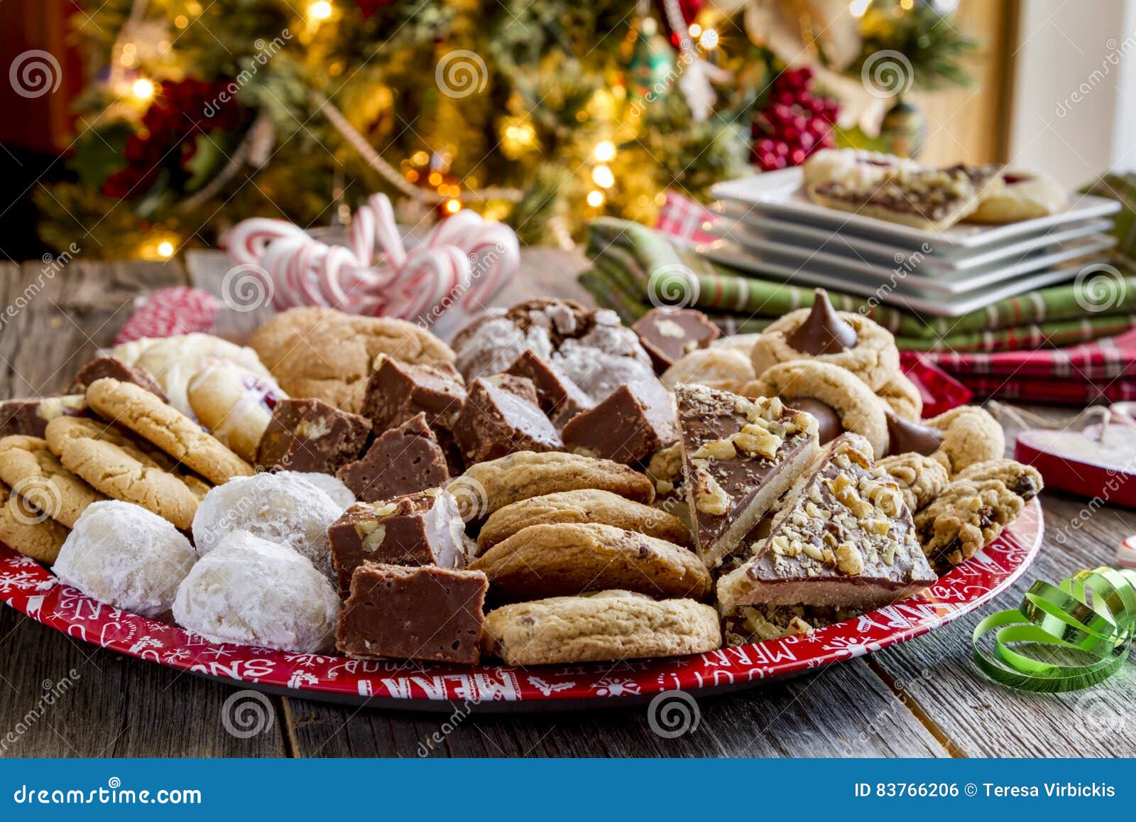 Holiday Cookie Gift Tray with Assorted Baked Goods Stock Photo Image