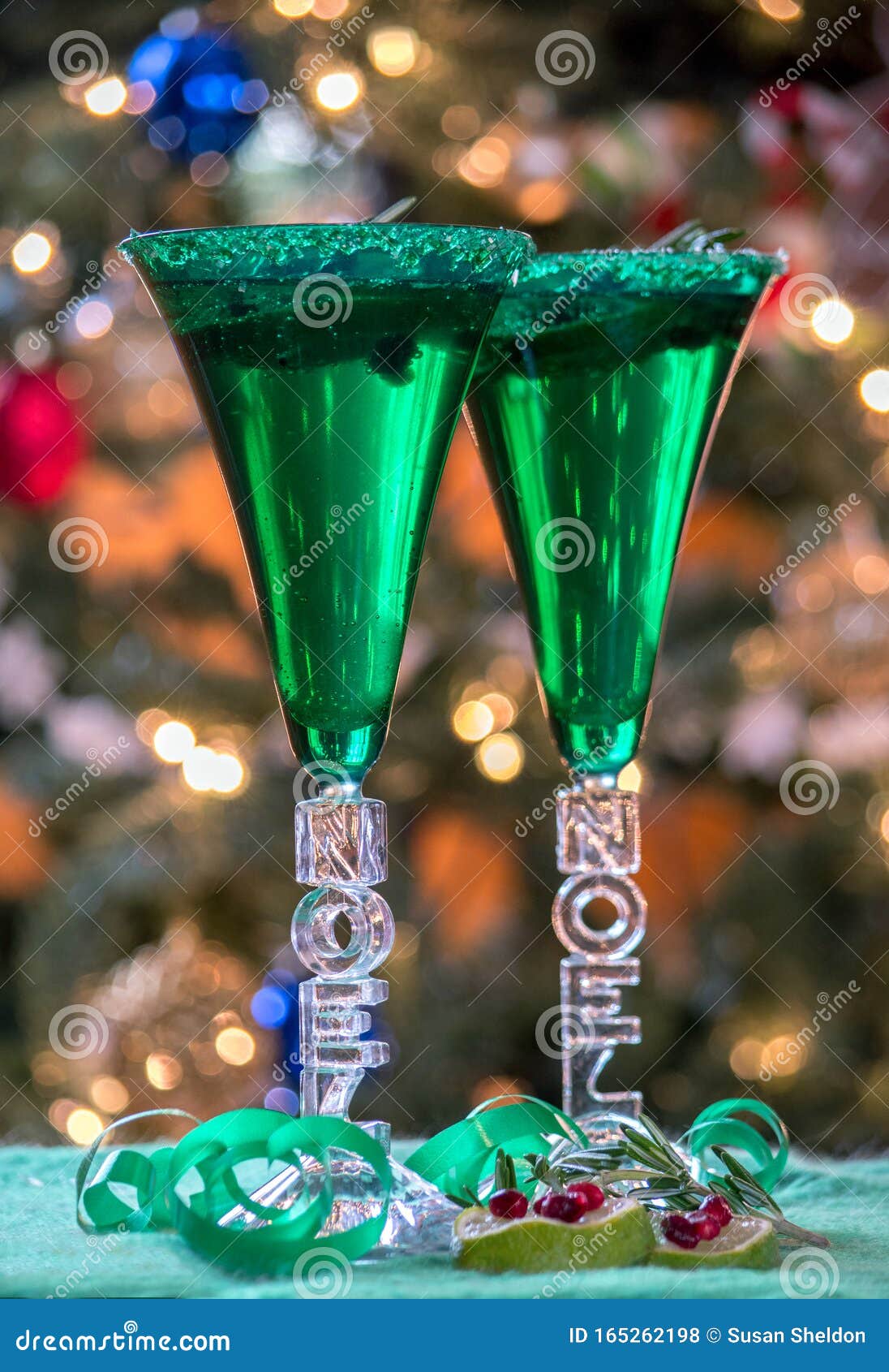 Holiday Flutes of Champagne by the Christmas Tree Stock Photo - Image ...