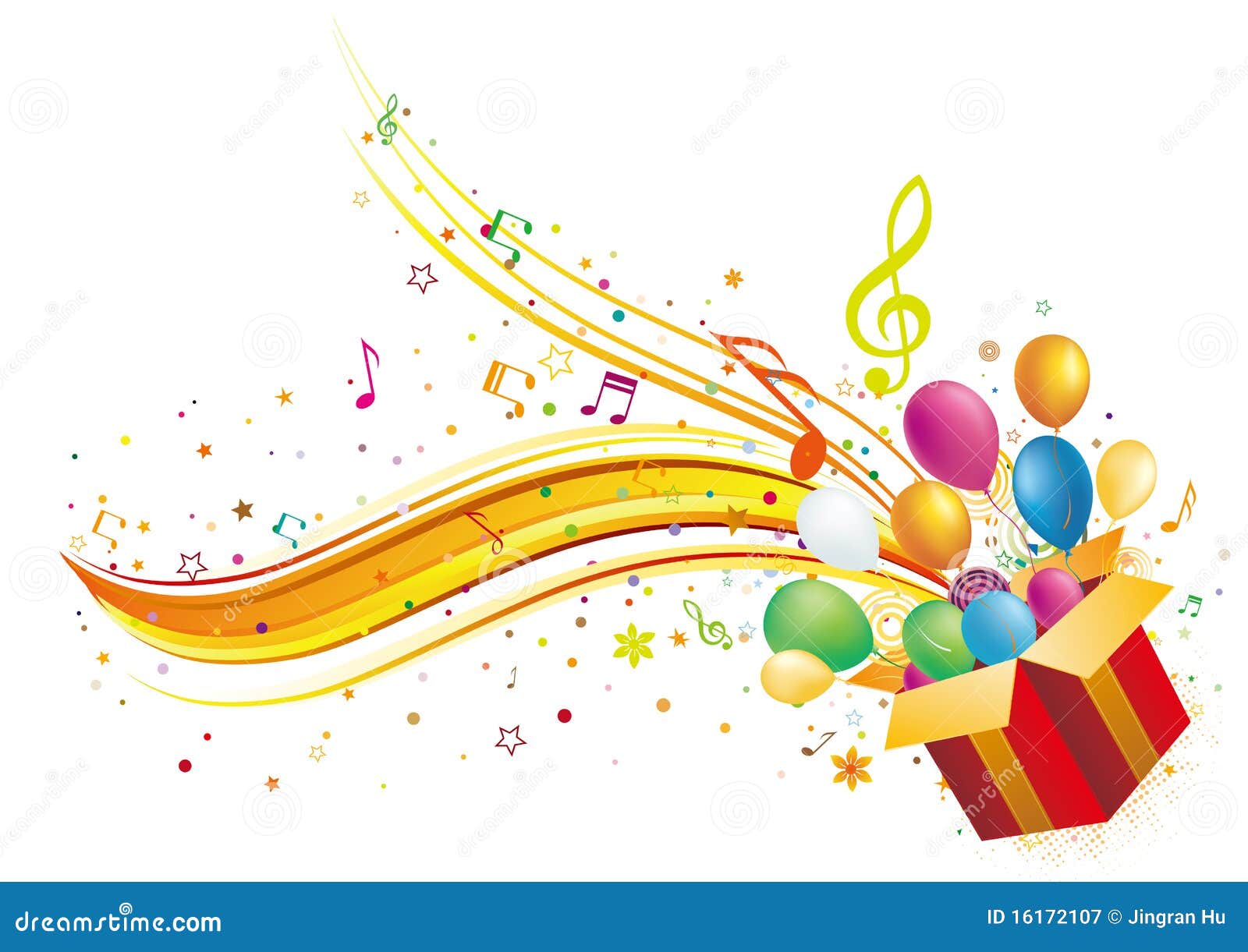 Holiday gift box and music stock vector. Illustration of blue 16172107