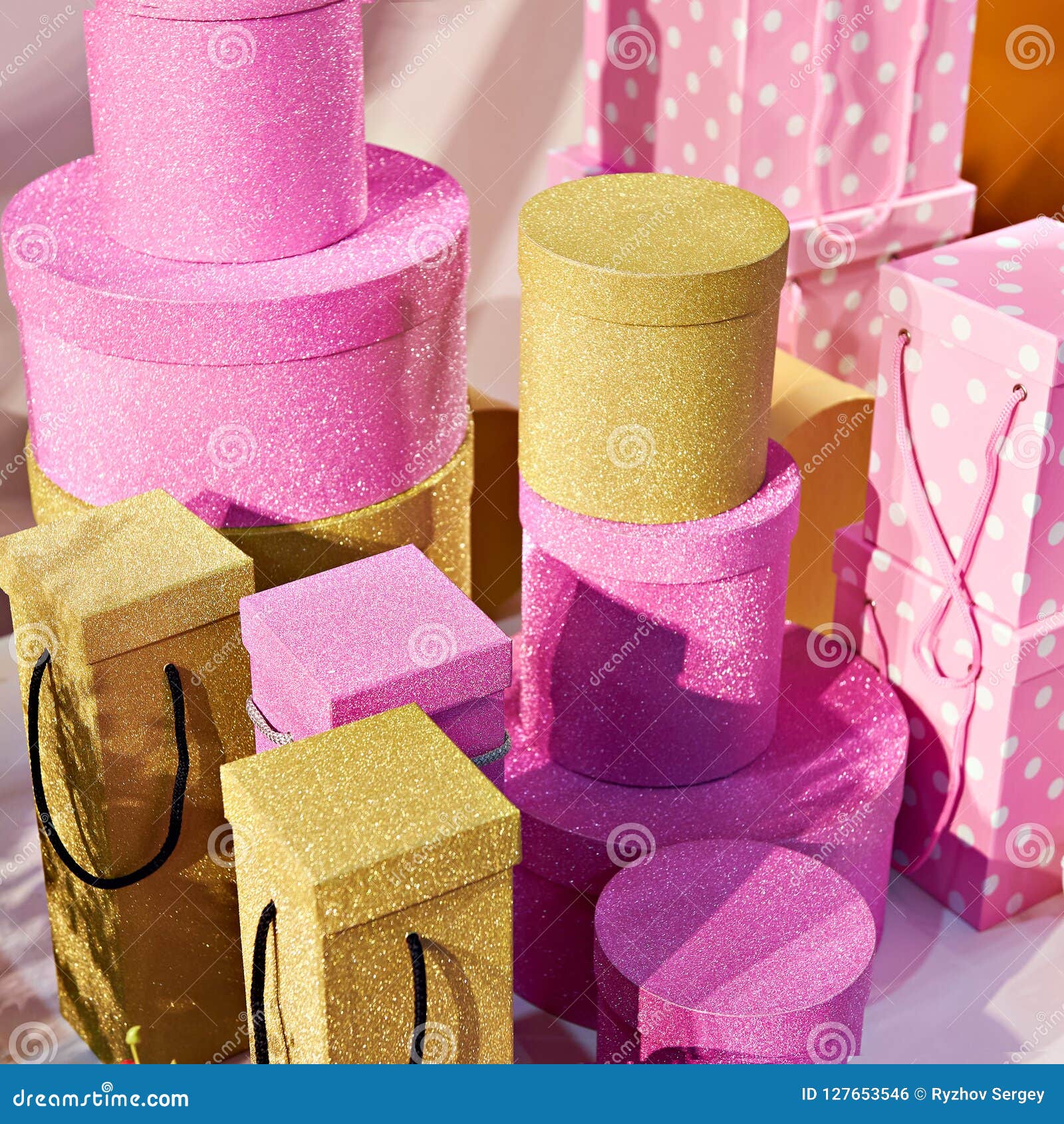 Holiday Gift Boxes in Store Stock Photo Image of celebration