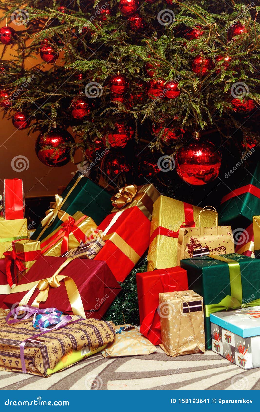 Holiday Gifts Under Christmas Tree Stock Image Image of gift, merry