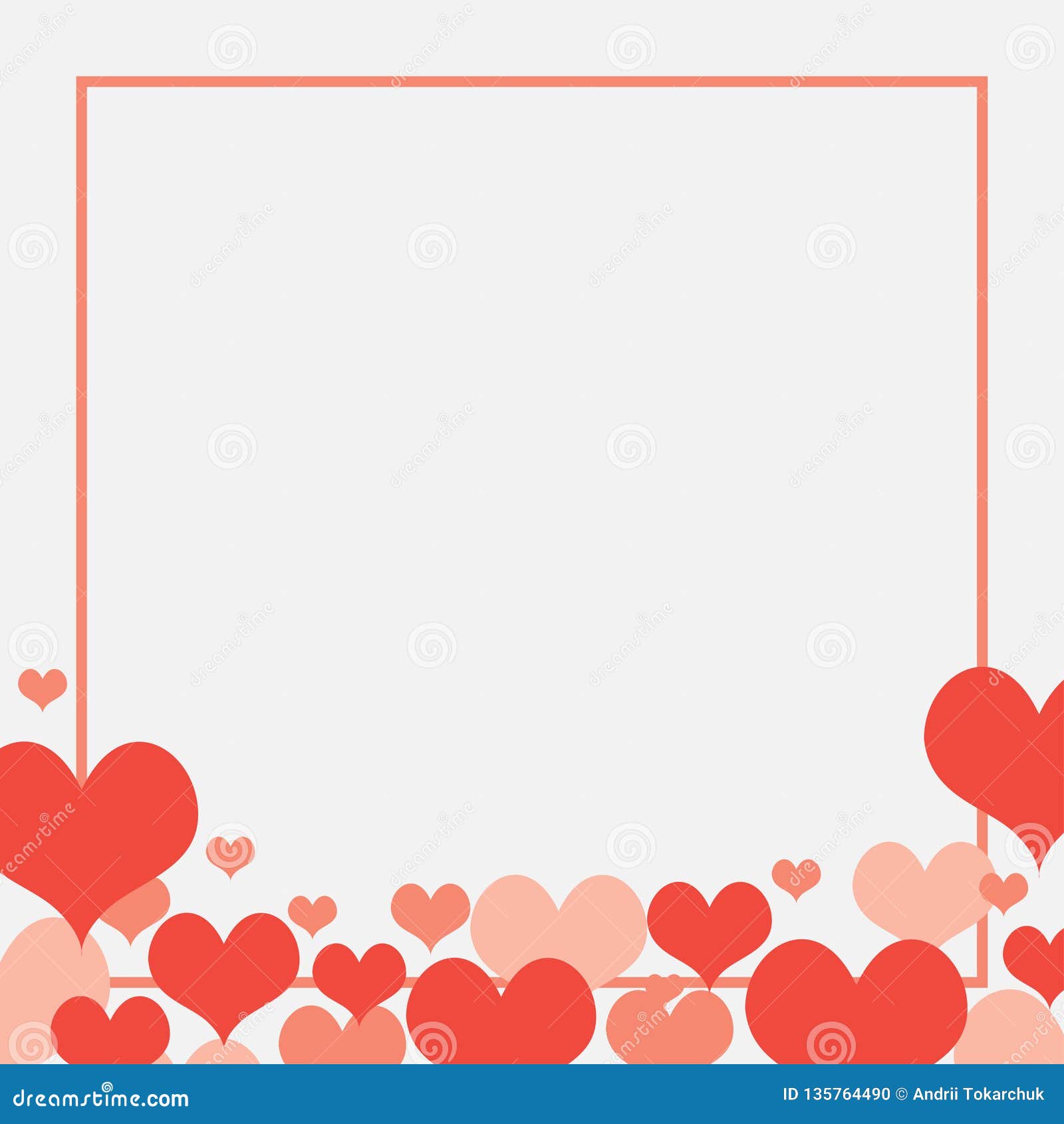 Red Hearts Love Frame Background, Card, Banner. Stock Vector - Illustration  of decorative, decor: 135764490