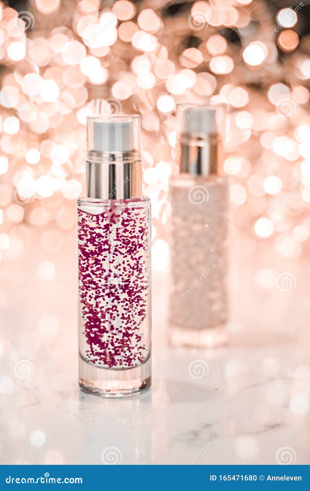 Holiday Make-up Base Gel, Serum Emulsion, Lotion Bottle and Rose Gold ...