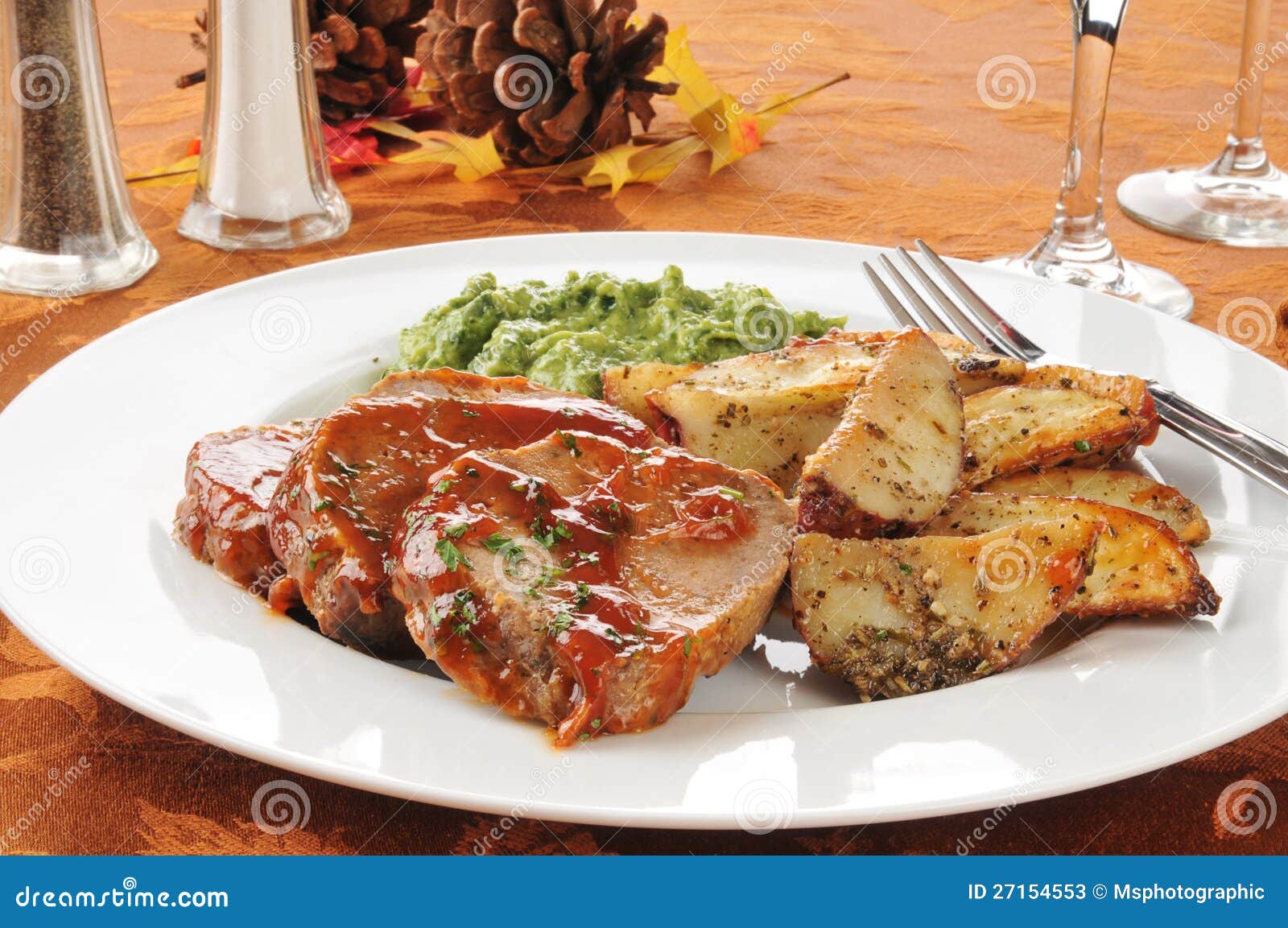 Holiday meatloaf dinner stock image. Image of creamed 27154553