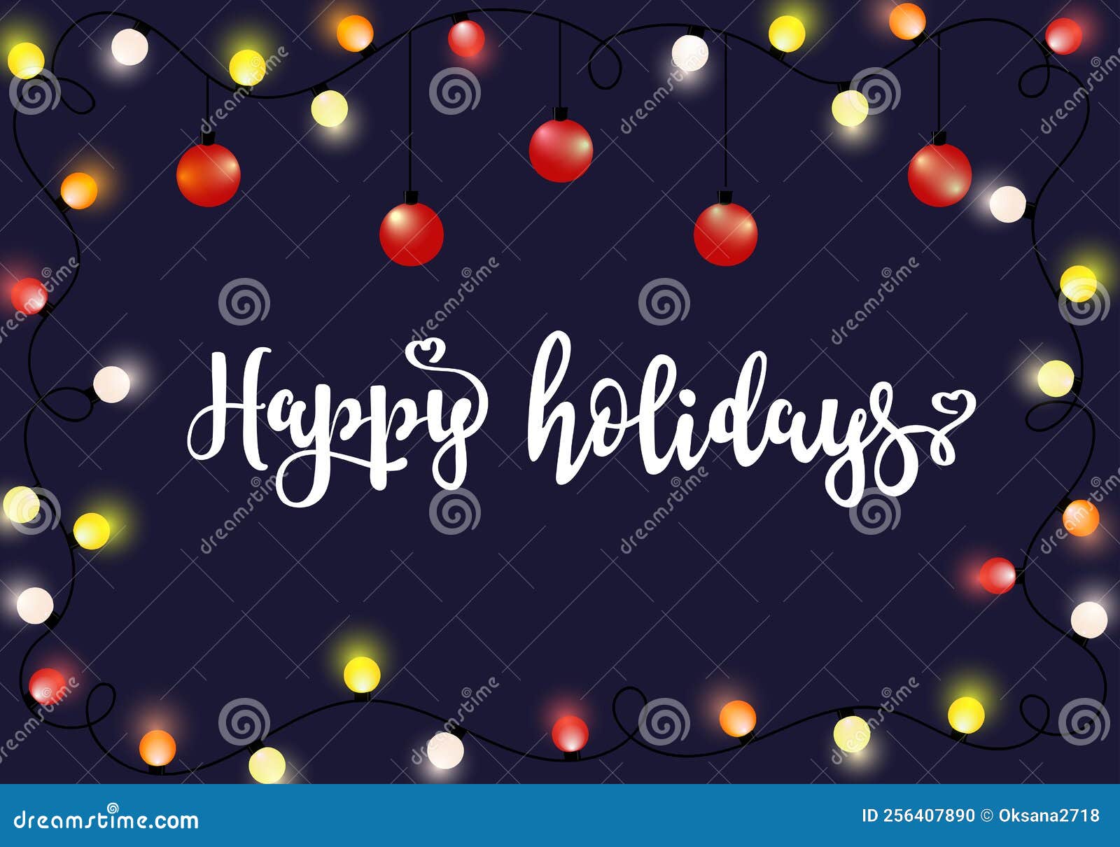 Holidays Greeting Card with Garland Stock Vector Illustration of