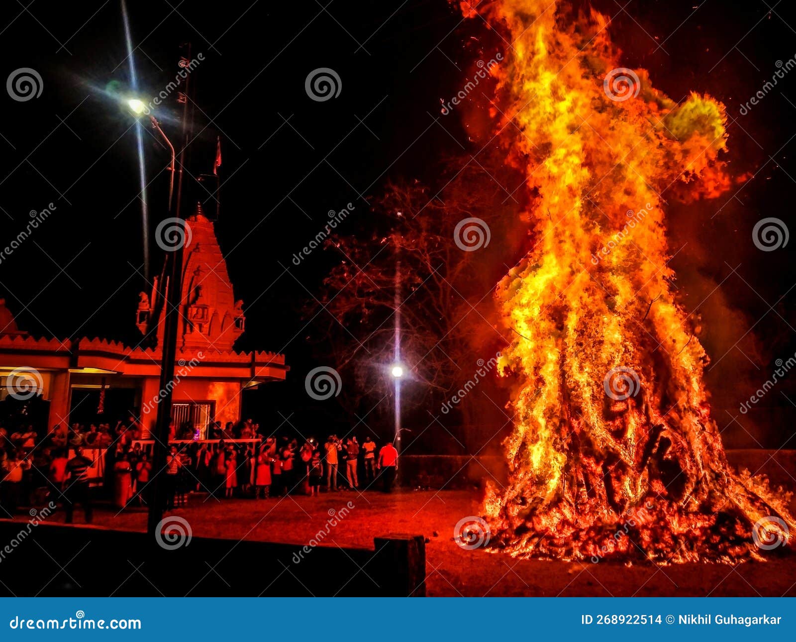Holika Dahan, People Celebrating Holi Festival, India Stock Photo