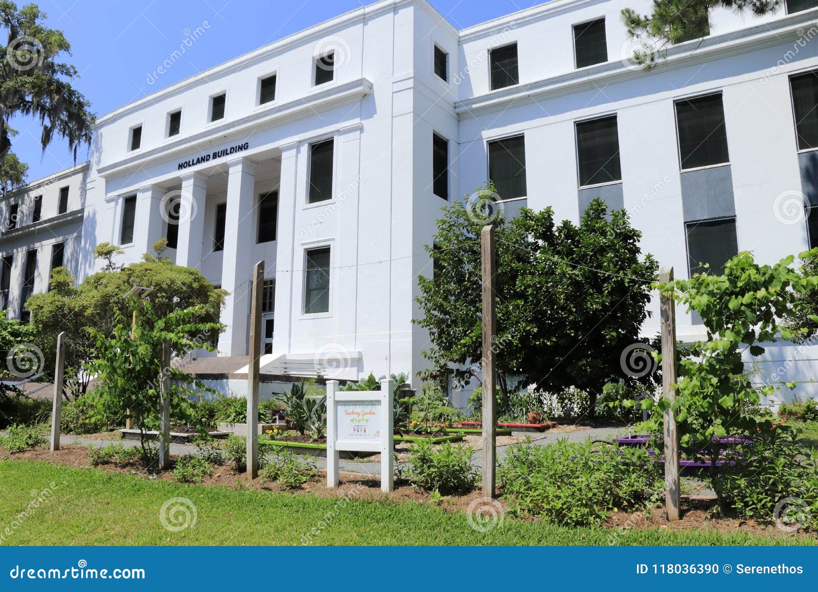 Holland Building With Teaching Garden Signs Editorial Image