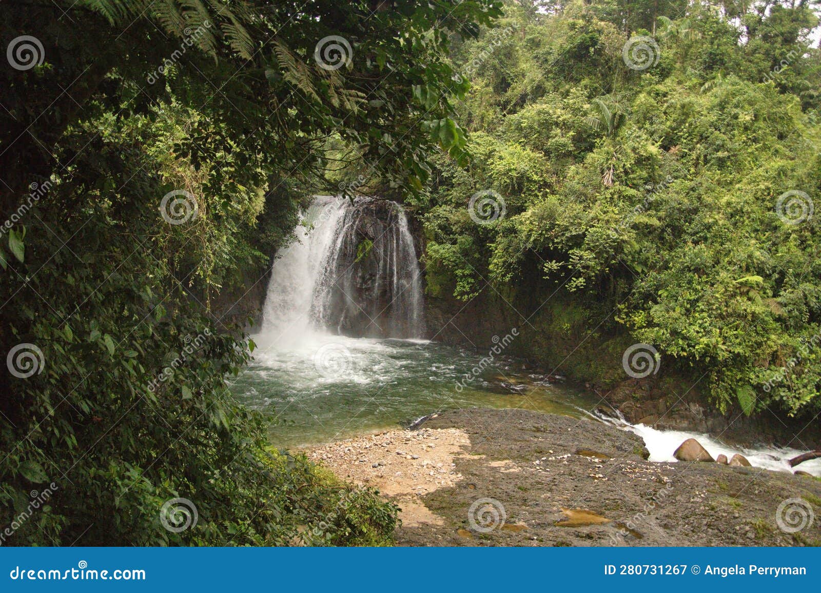 waterfall on the hollin river in ecuador