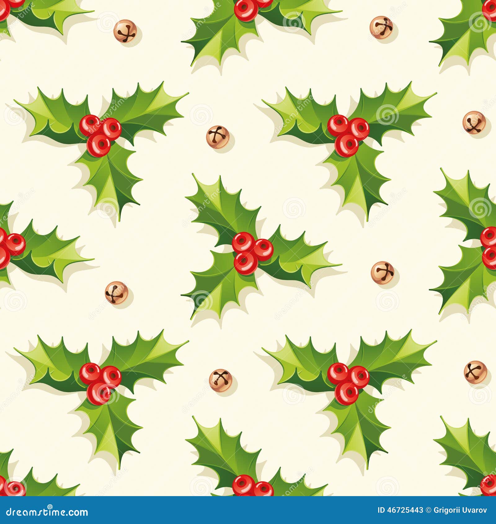 Holly Seamless Background stock vector. Illustration of candy - 46725443