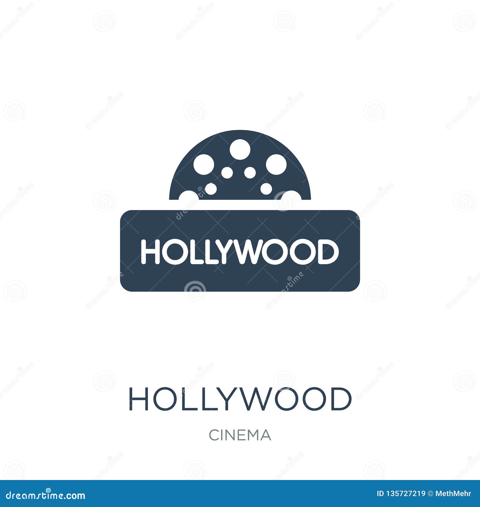Hollywood Icon in Trendy Design Style. Hollywood Icon Isolated on White
