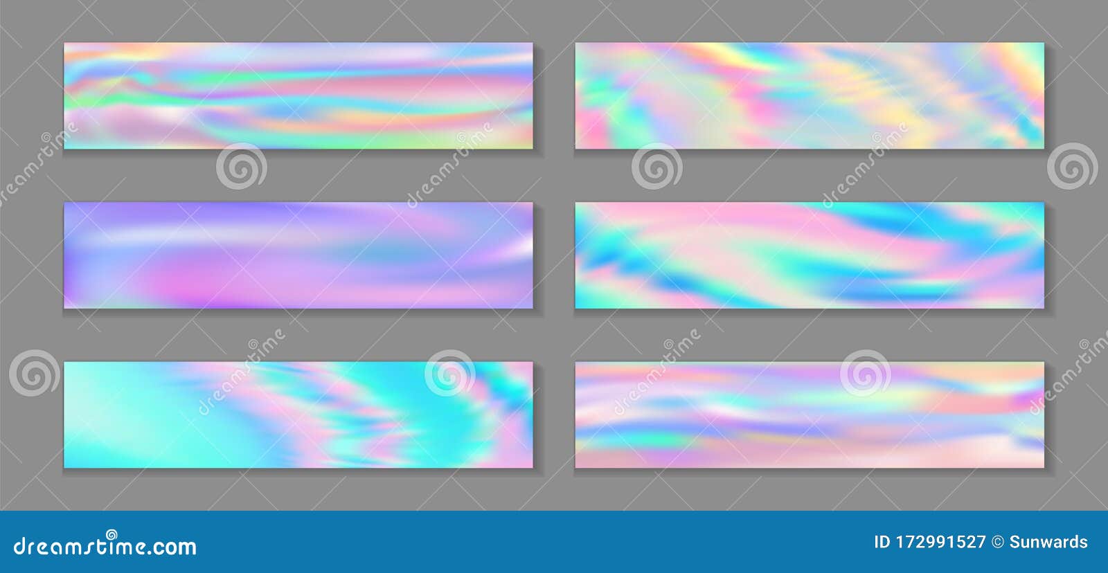 holographic cool banner horizontal fluid gradient unicorn backgrounds  set. romantic