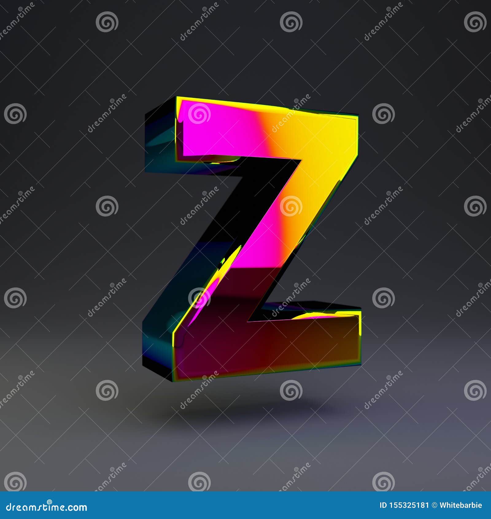 Holographic 3d Letter Z Uppercase. Glossy Font with Multicolor ...