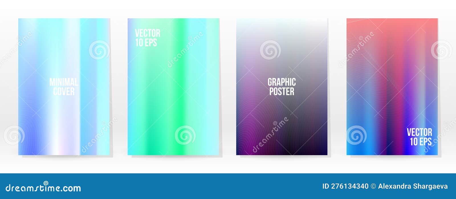 Holographic Poster Set Iridescent Technology Cover Stock Vector ...