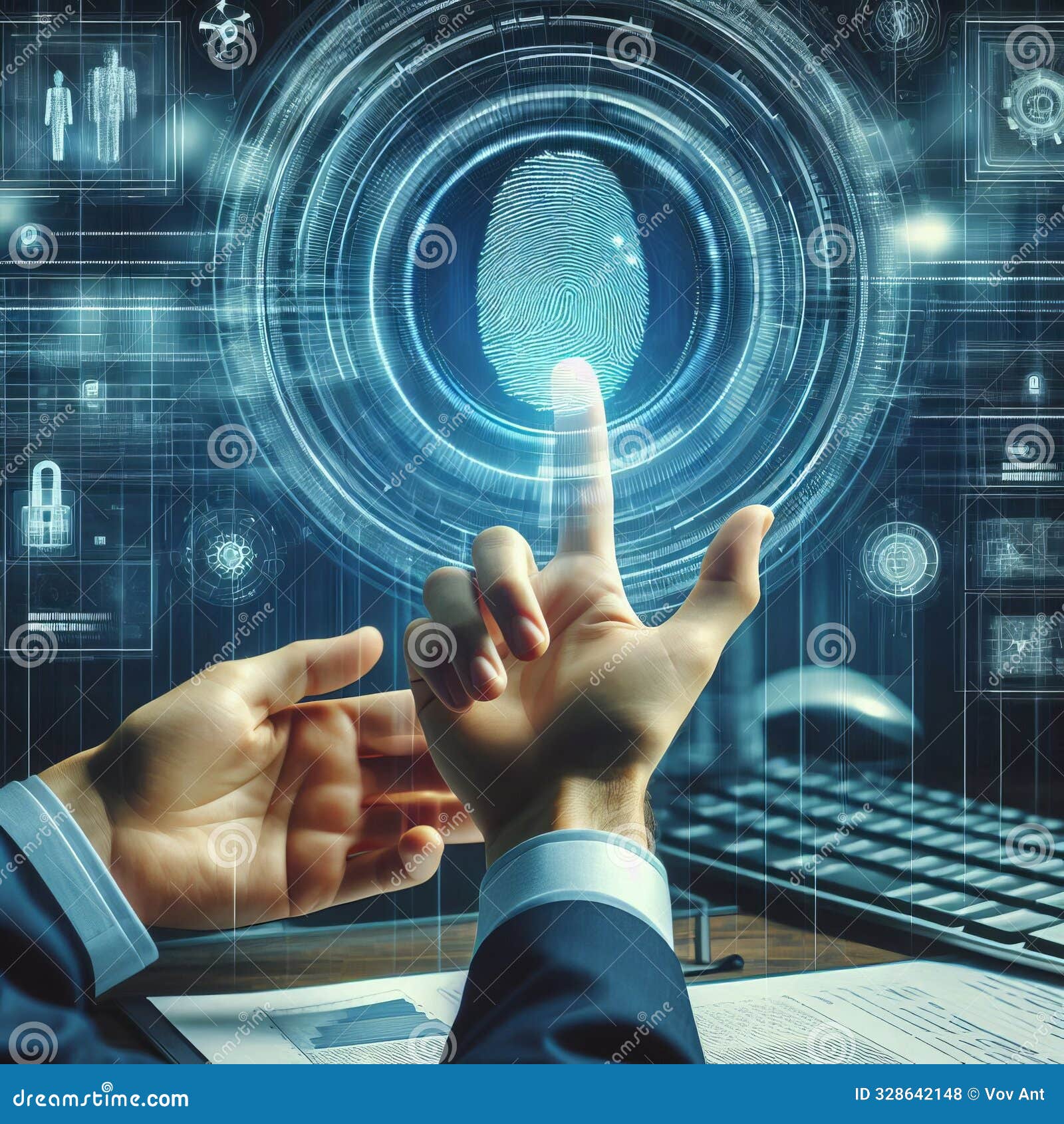 50 12 a holography image of a businessman's fingerprint beingsc
