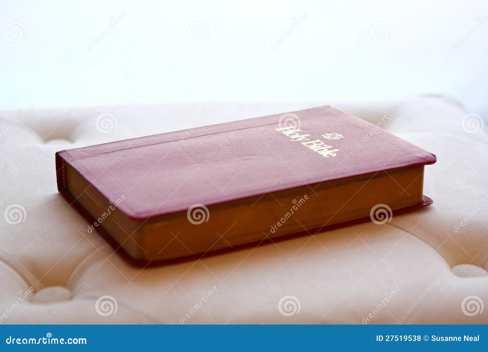 holy bible backlit on ottoman cushion