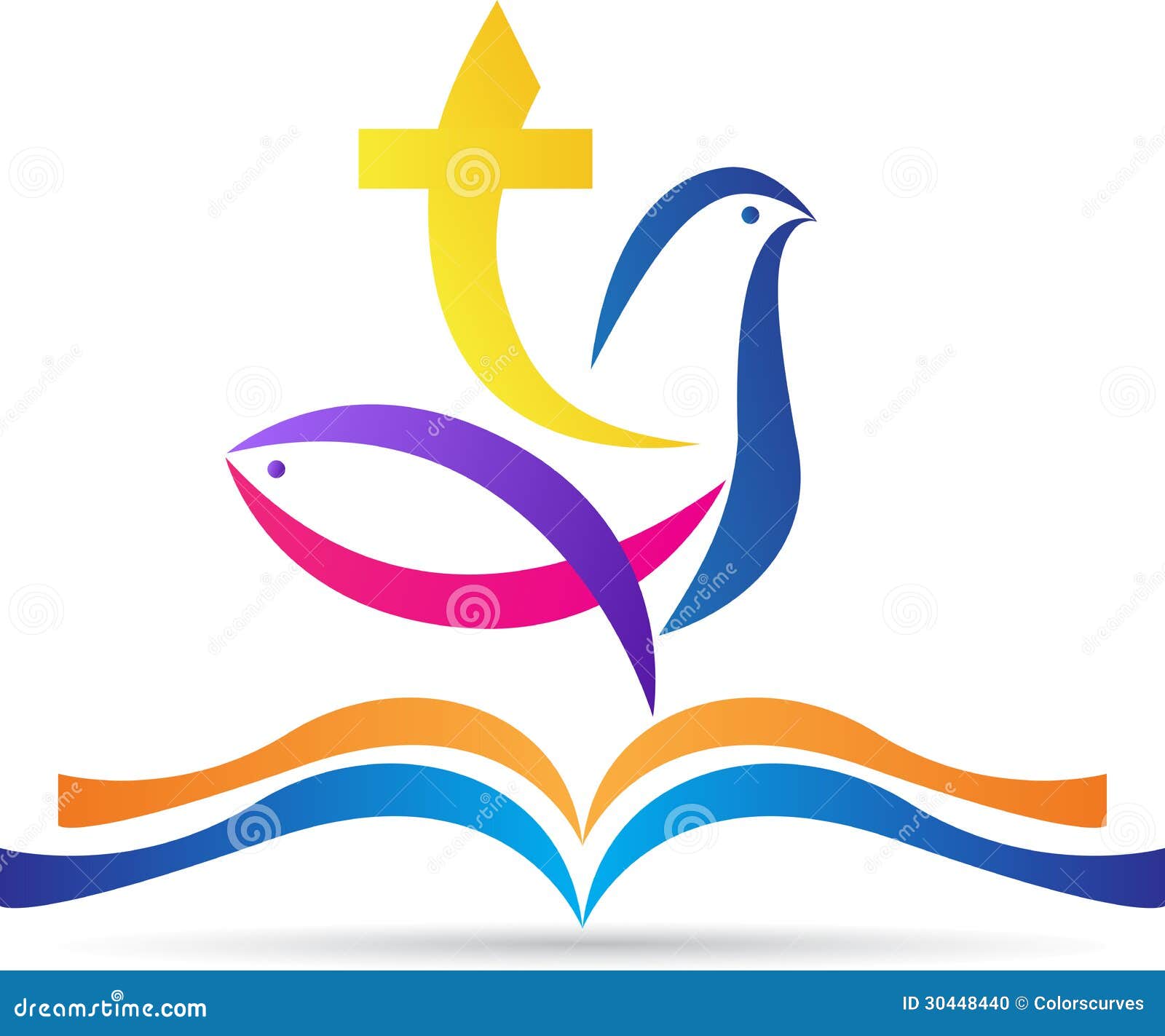 holy bible with cross dove fish
