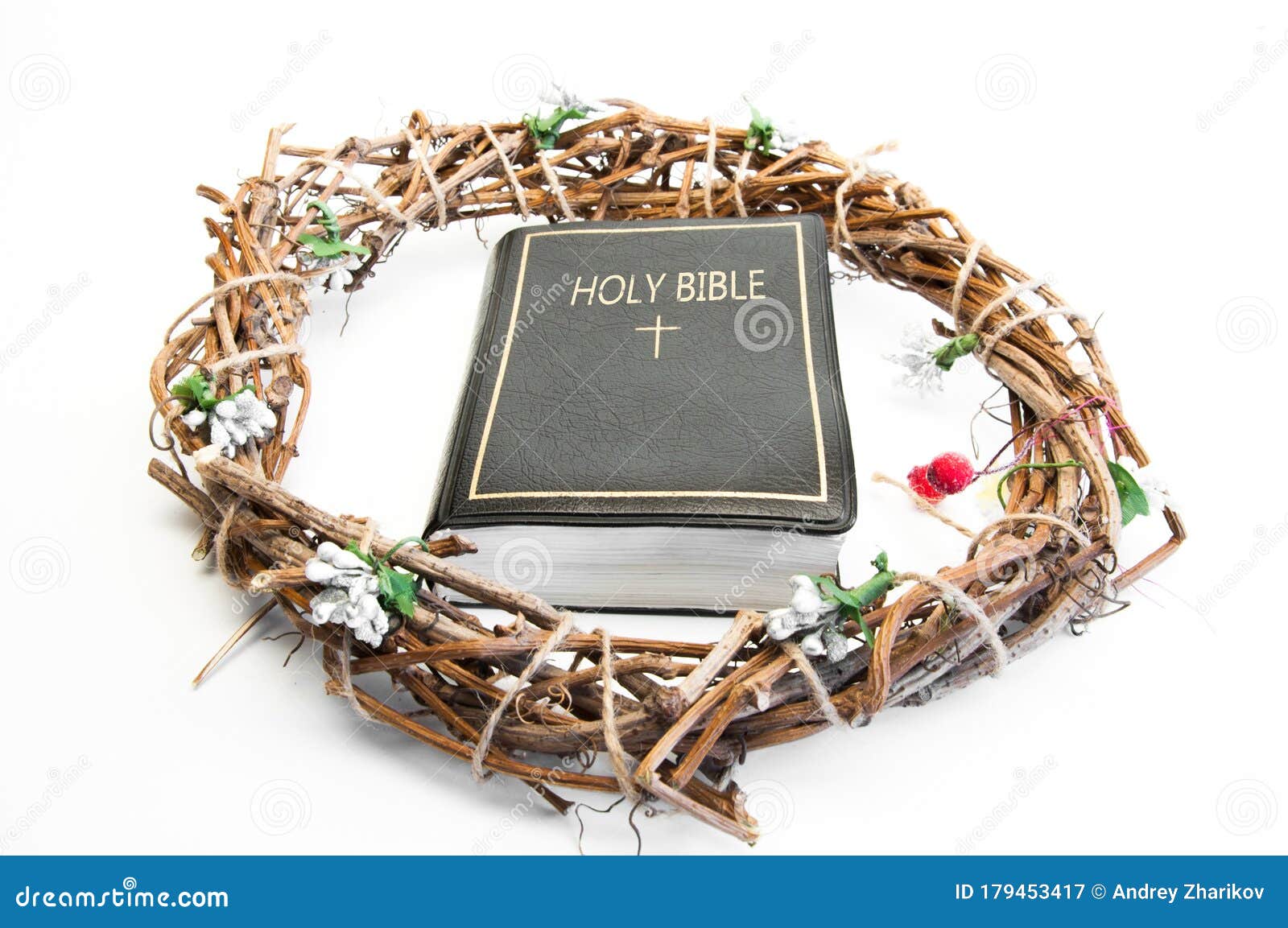 The Bible And The Crown Of Thorns Symbolizing The Crucifixion Of Jesus ...