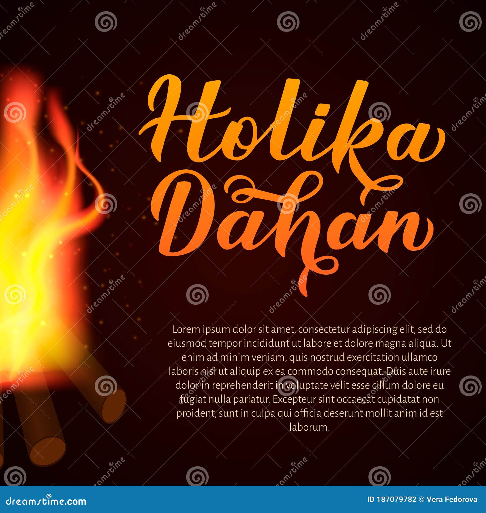 Holy Happy Holika Dahan Fire Burning Logo Festival Color Love Background Night Party Invitation Calligraphy Lettering Hand Written Stock Vector Illustration Of Hand Decorative