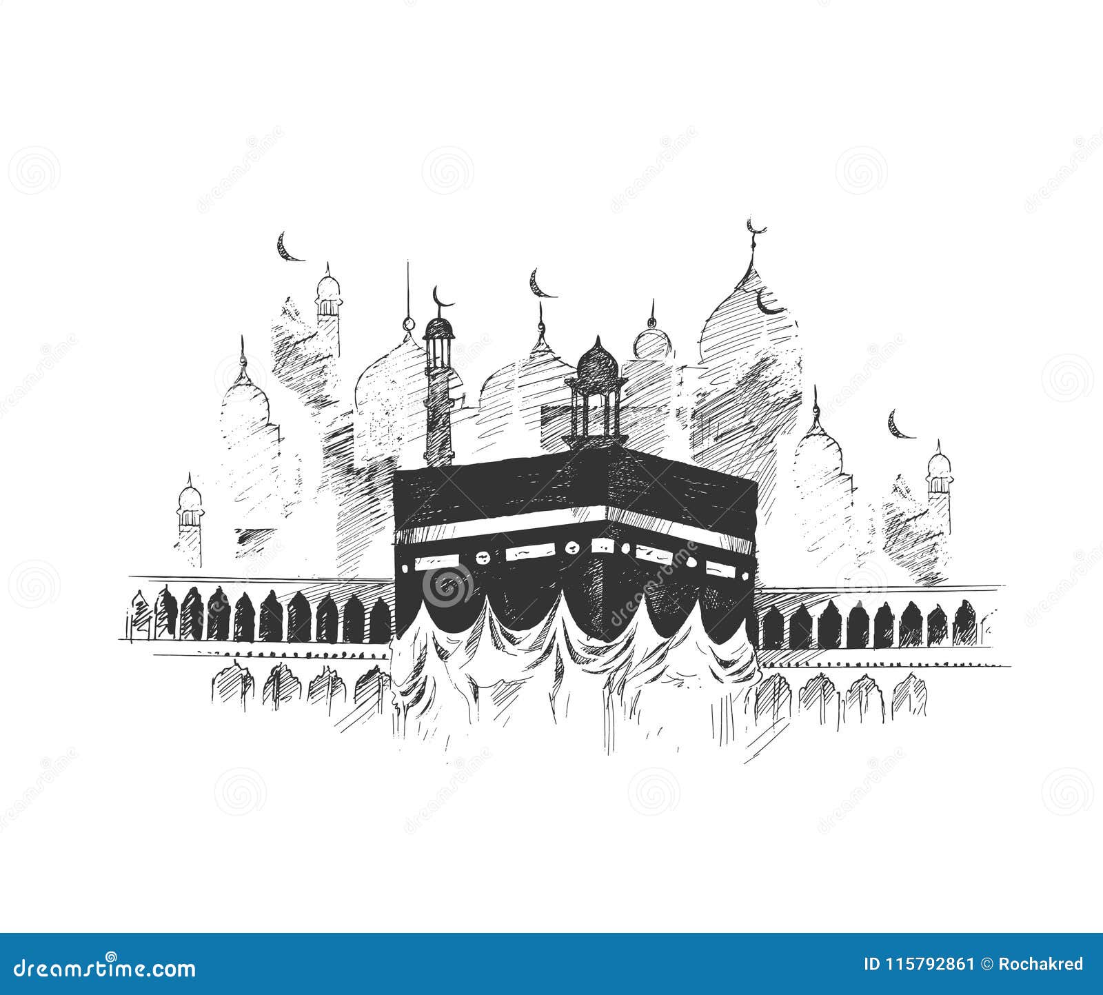 kaaba clipart black and white