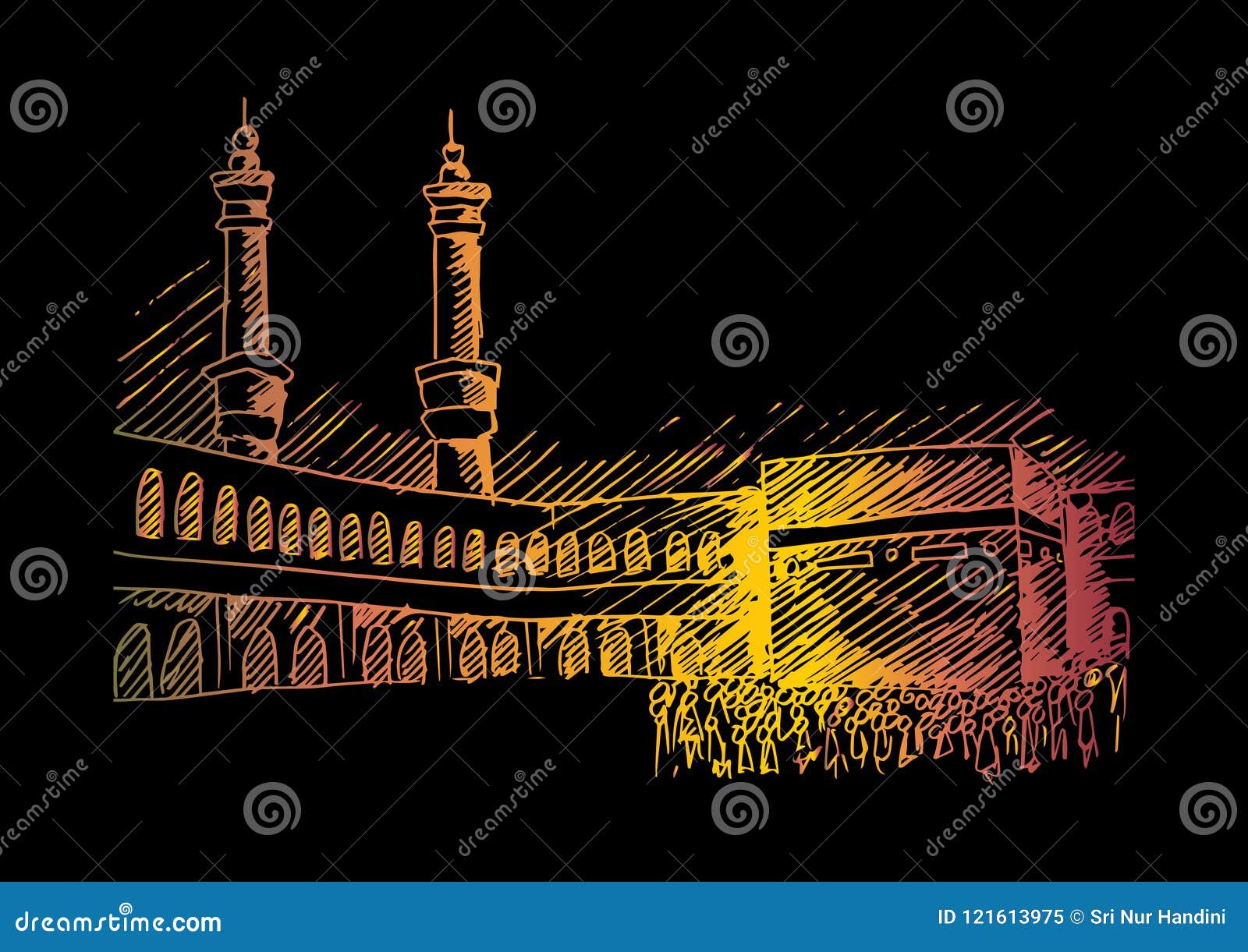 Holy Kaaba In Mecca Saudi Arabia Stock Illustration