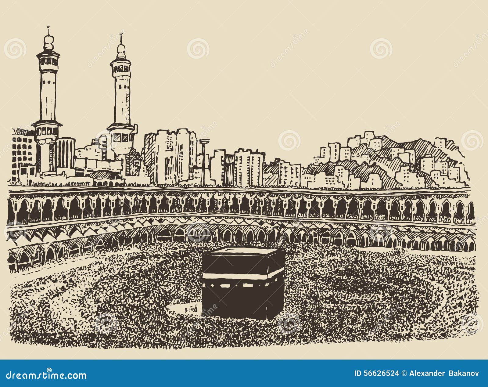 Holy Kaaba Mecca Saudi Arabia Muslim Sketch Stock Illustration  Download  Image Now  Mecca Kaaba Saudi Arabia  iStock
