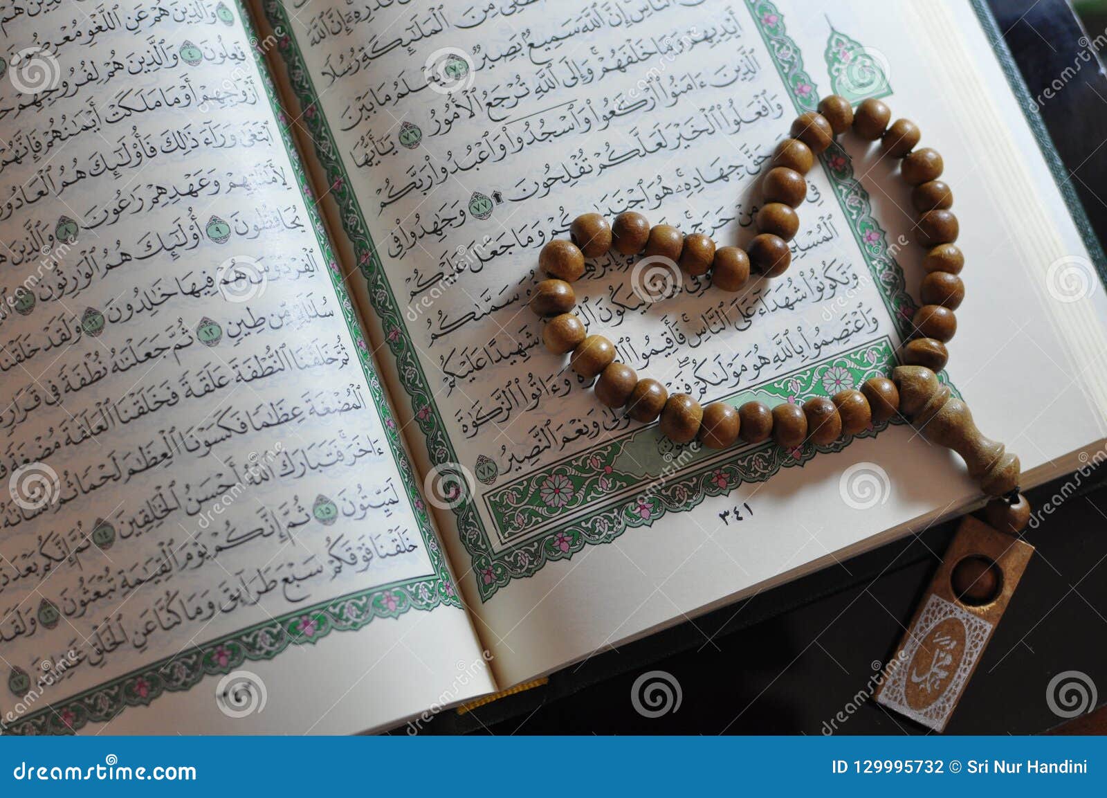 The Holy Quran With Tasbih/rosary Beads Stock Photo