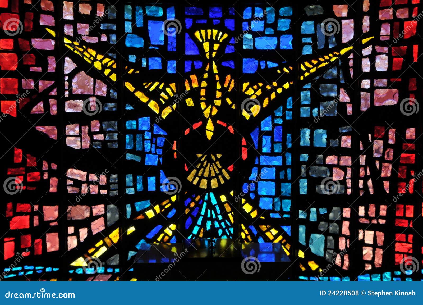 holy spirit staing glass window