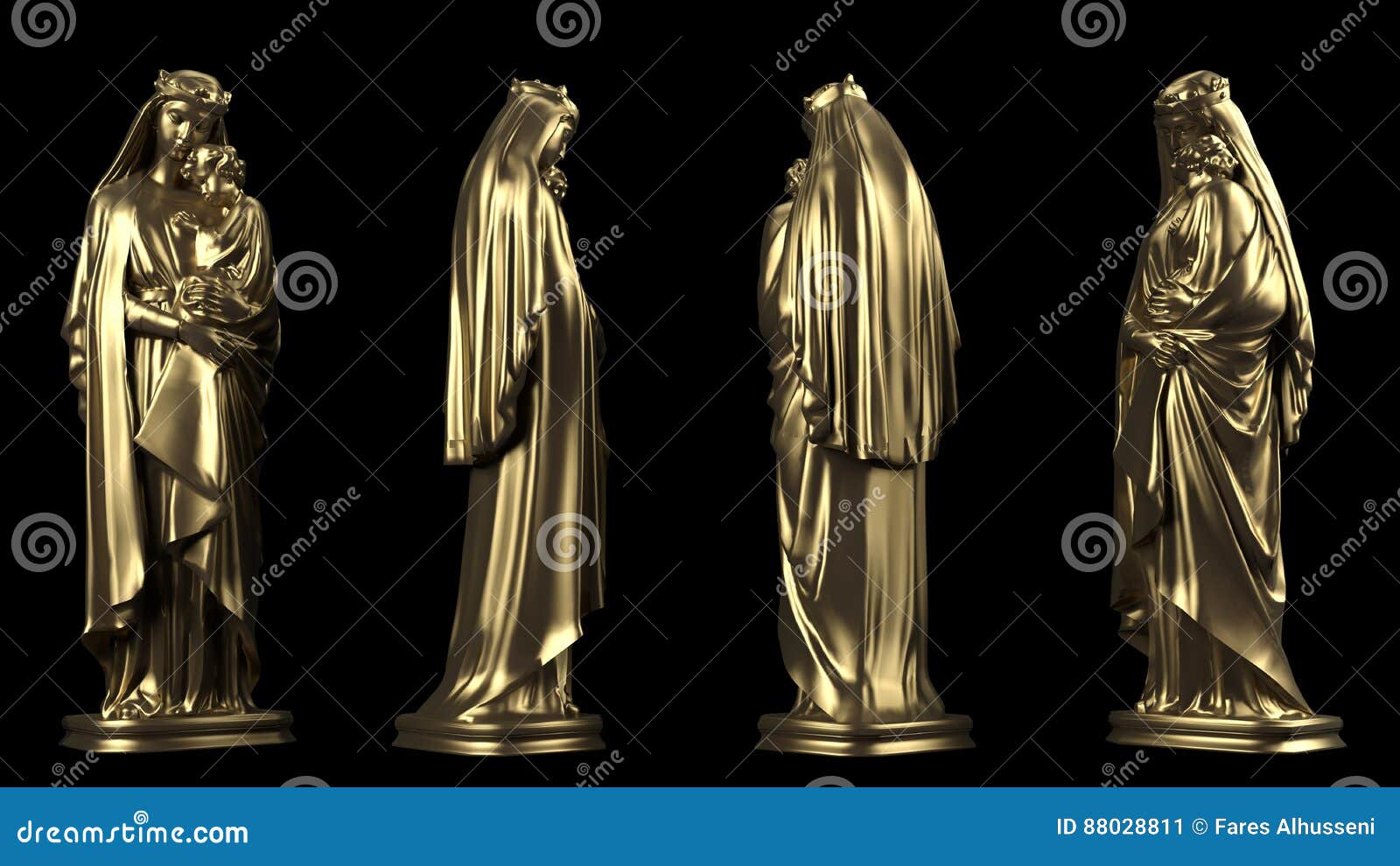 Holy Statue Isolated on Black Stock Illustration Illustration of