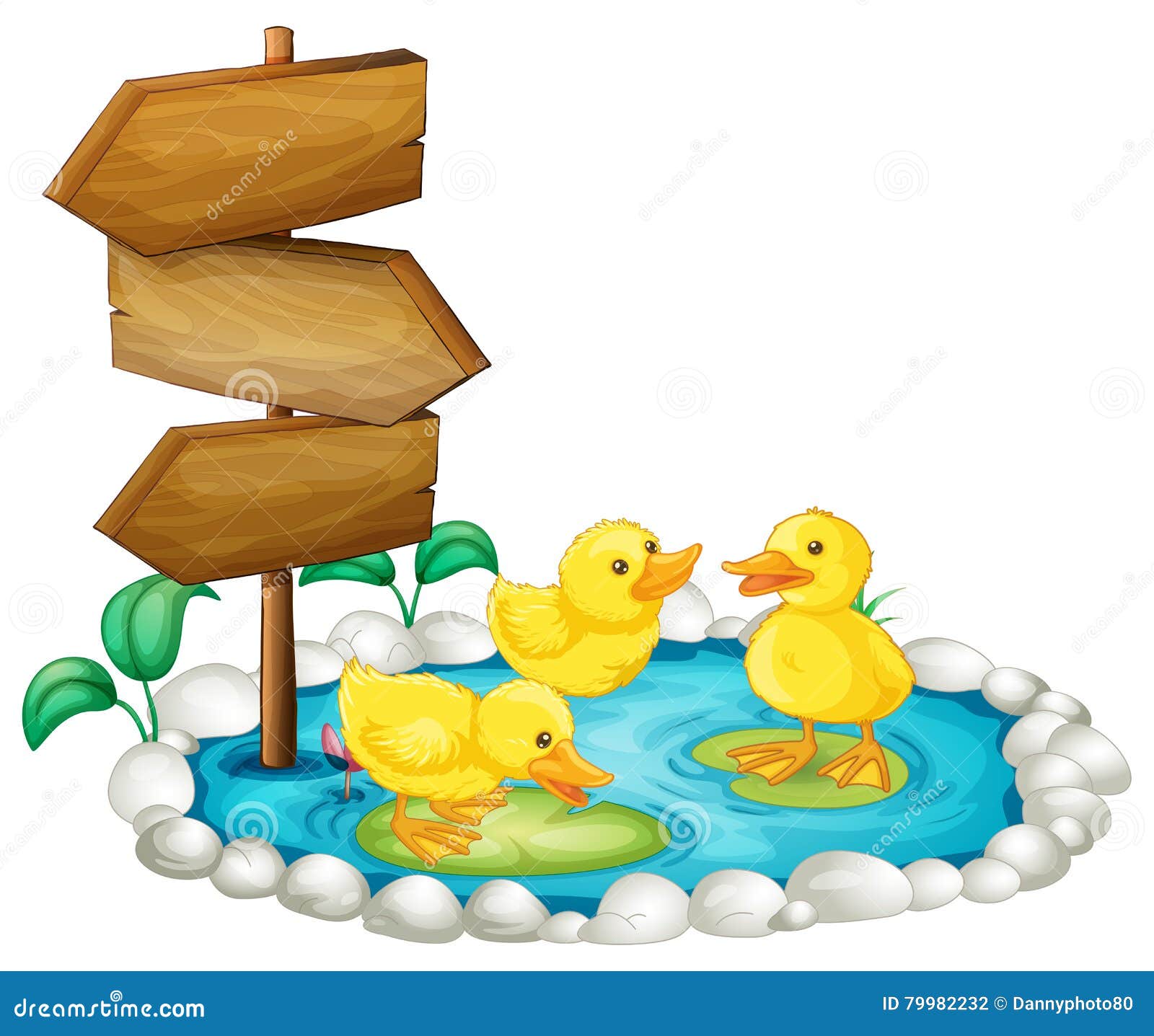 Holzschild Und Enten Im Teich Vektor Abbildung Illustration von leben