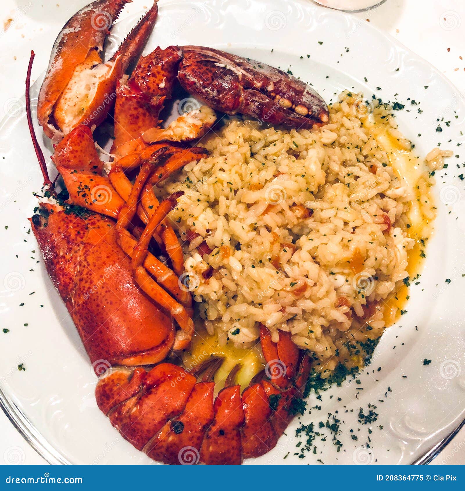 Homard et riz image stock. Image du marin, nourriture 208364775