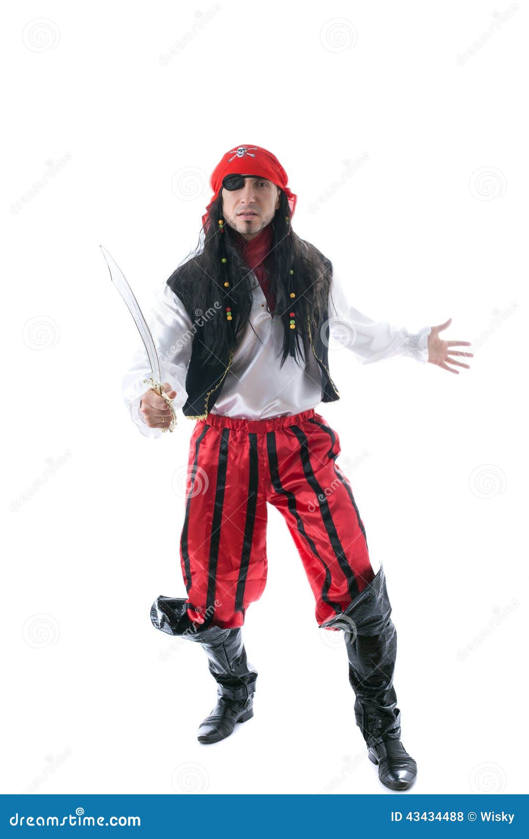 Hombre Adulto Vestido Como Pirata, Aislado En Blanco Foto de archivo -  Imagen de lindo, blanco: 43434488