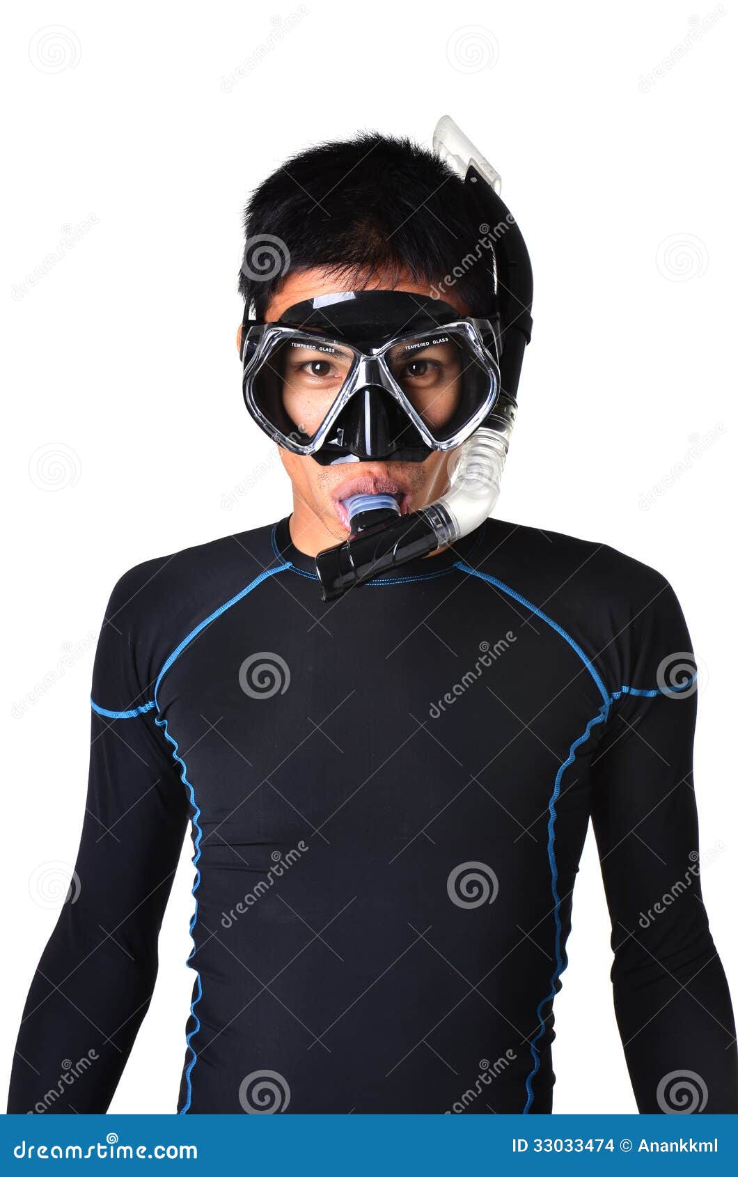 Hombre Con El Equipo Que Bucea Aislado Foto de archivo Imagen de