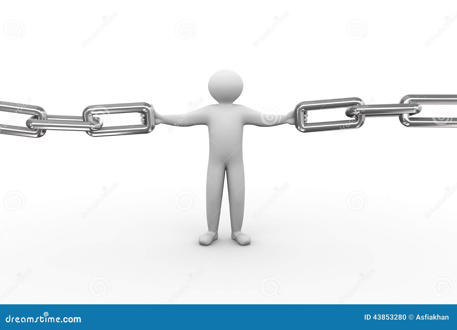 Hombre 3d Que Sostiene La Cadena Rota Stock de ilustración Ilustración de concepto, humano
