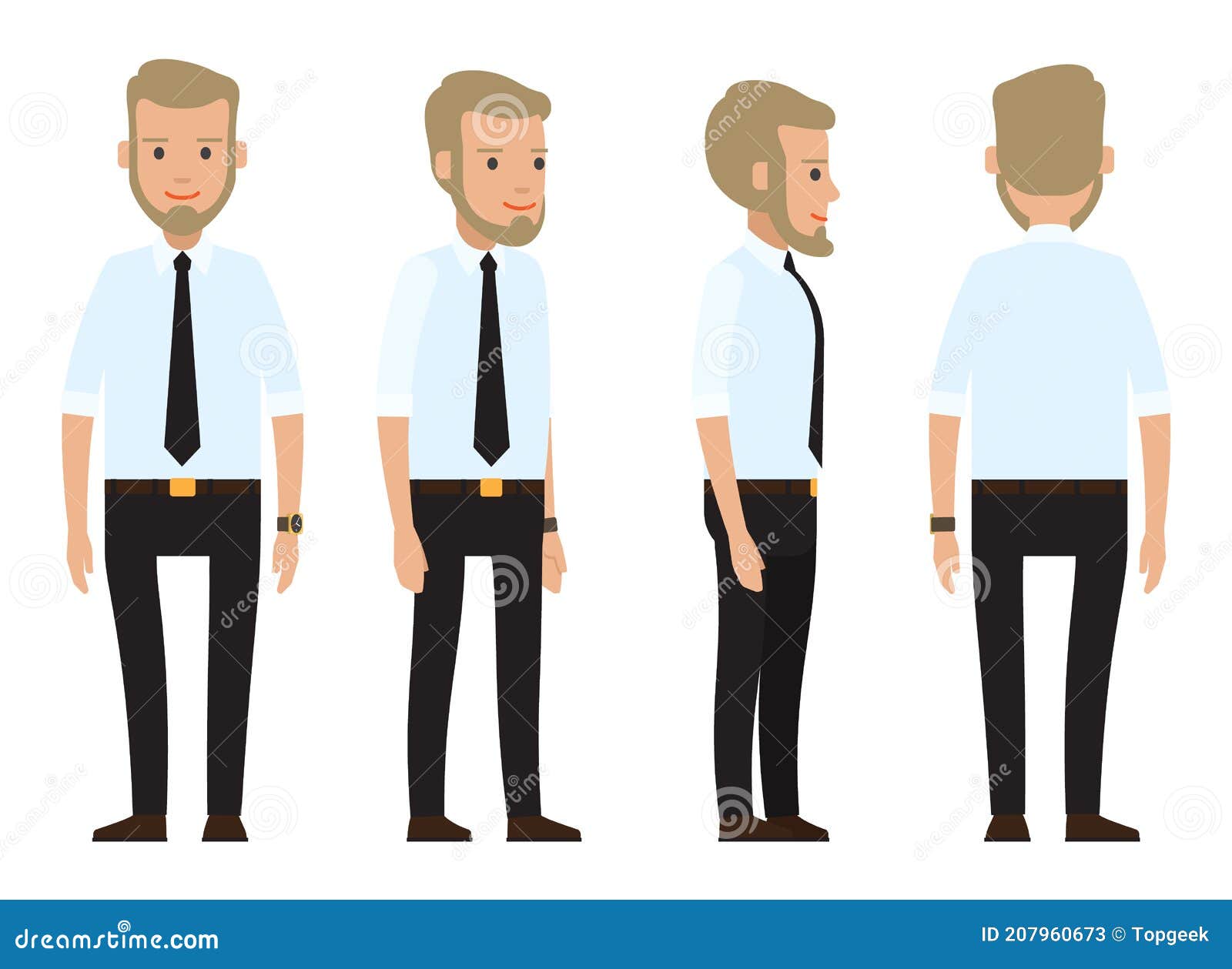Hombre De Negocios Vestido Traje Con Corbata Negra Camisa Blanca Cinturón Pantalón Negro Parte Trasera Stock de ilustración - Ilustración gente, conjunto: 207960673